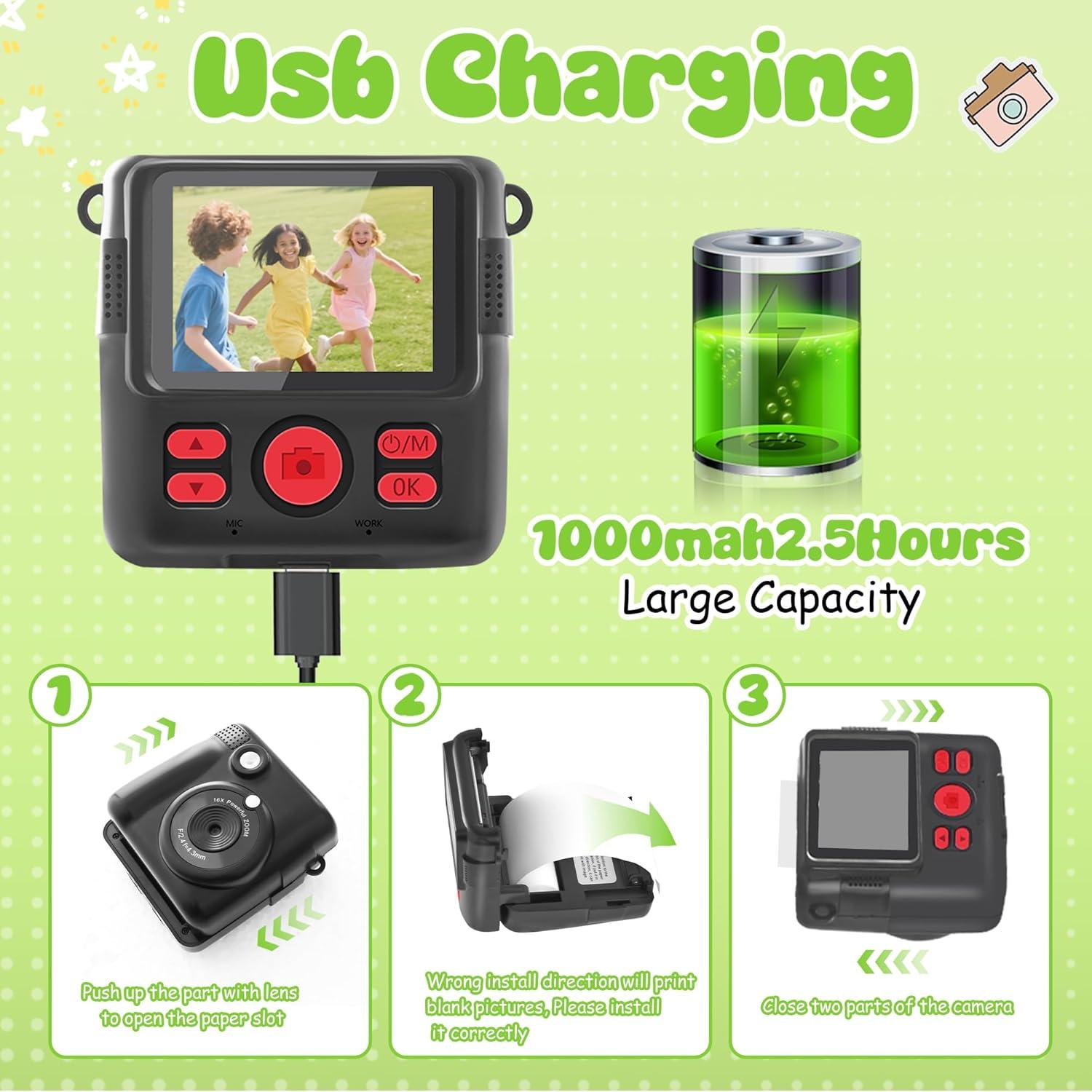 Cámara Instantánea WEEFUN para Niños 1080P 32GB Negra