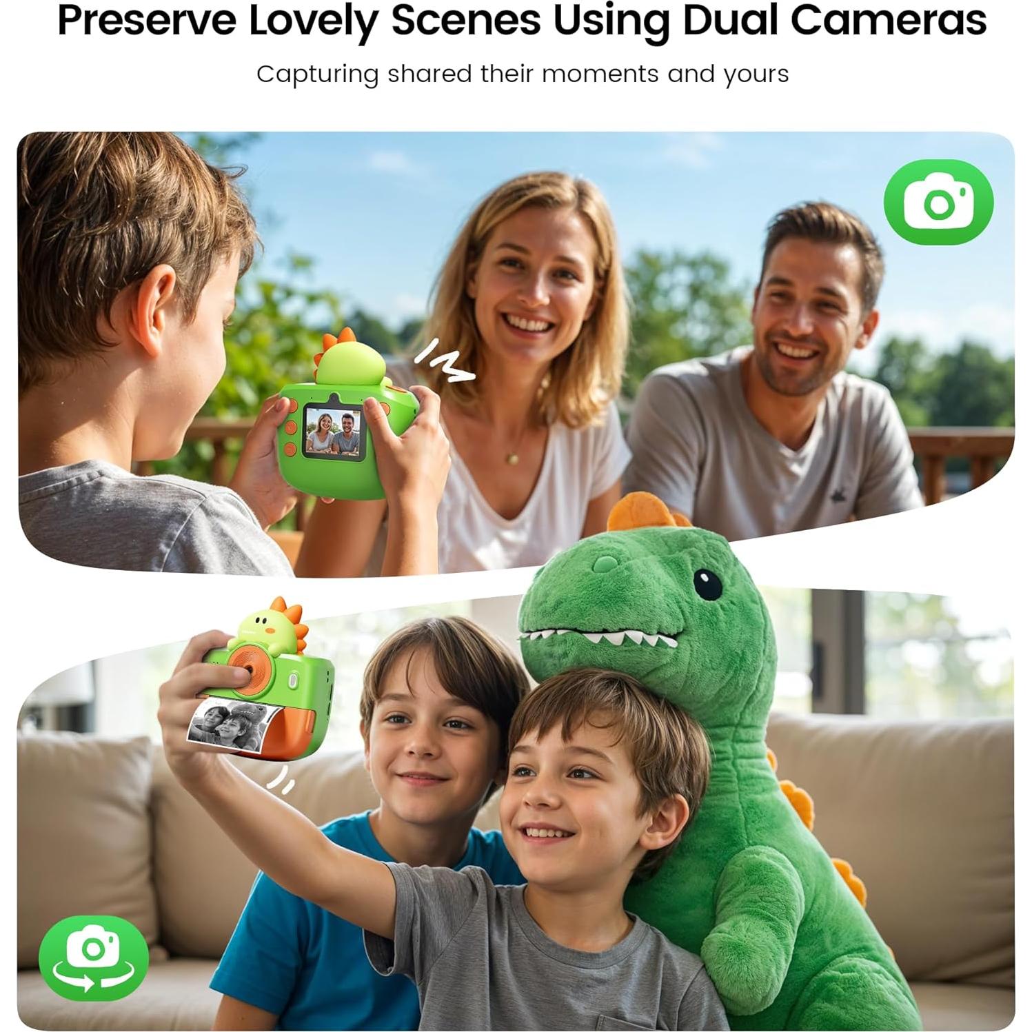 Cámara Infantil Instantánea Liscuty K23 Dinosaurio Bluetooth