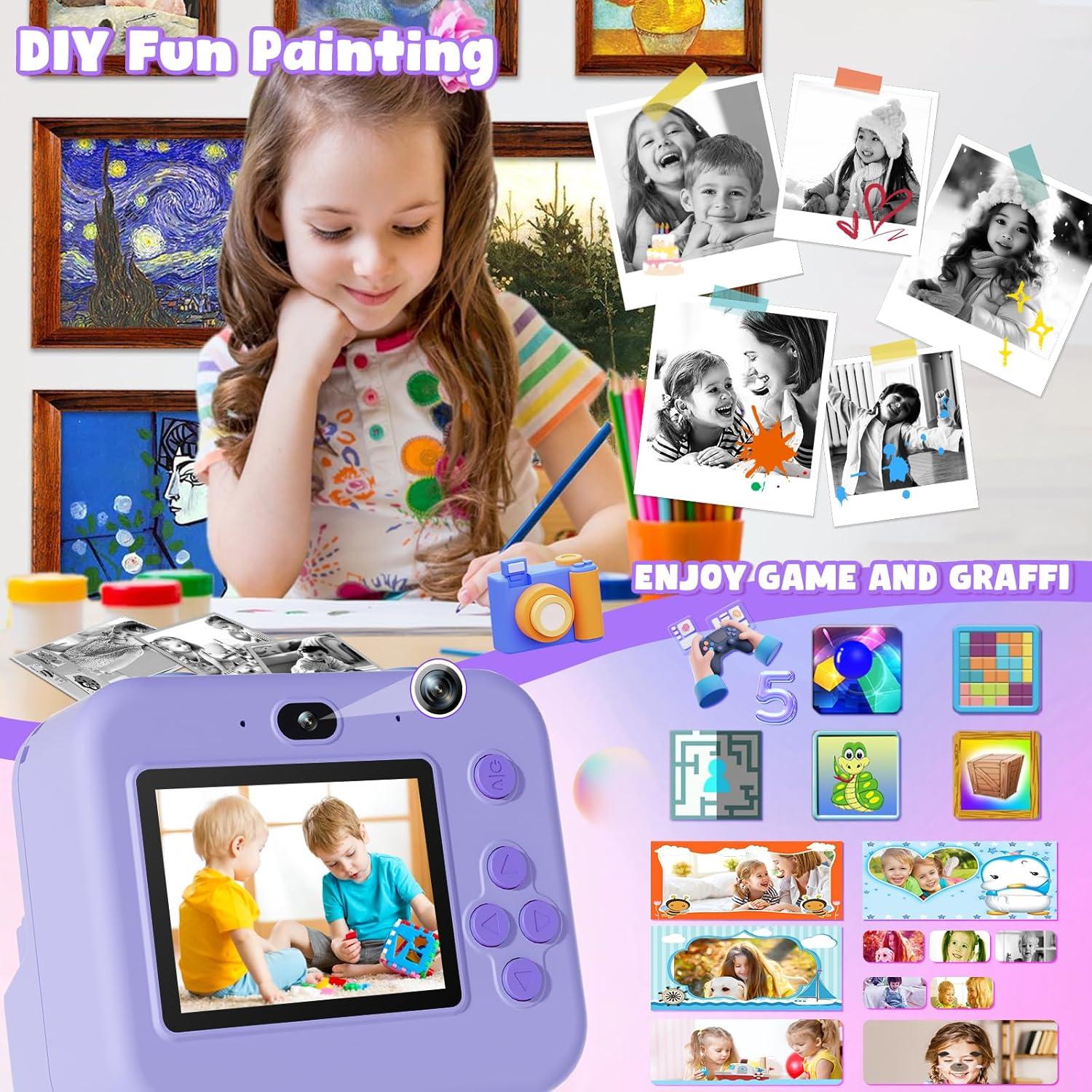 Cámara Instantánea Digital GKTZ para Niños 12MP 1080P Púrpura