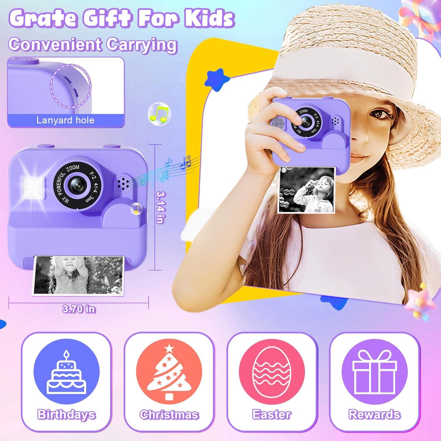 Cámara Instantánea Digital GKTZ para Niños 12MP 1080P Púrpura