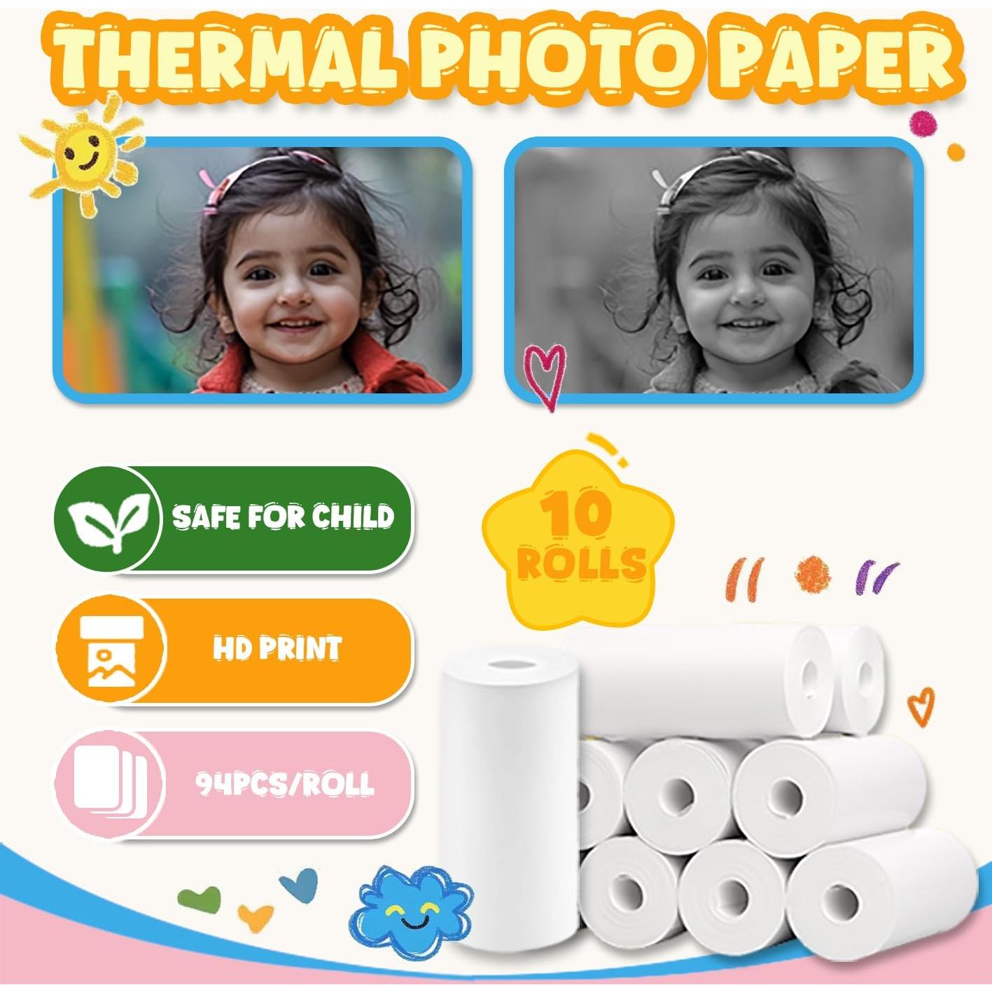Papel Térmico FasionMior 57mm para Cámara Niños 10 Rollos