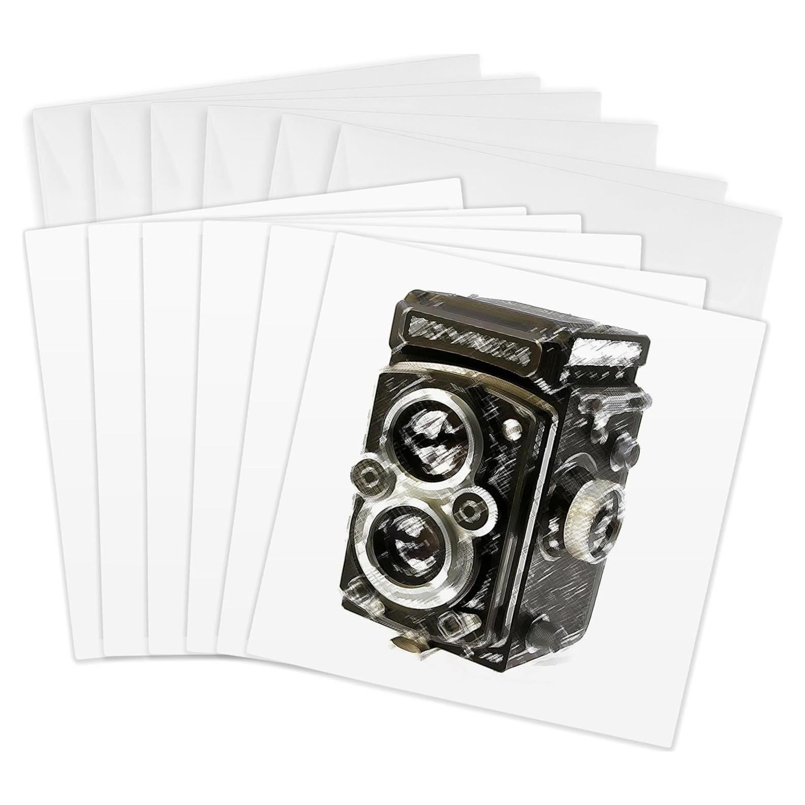 Tarjetas de Felicitación 3dRose - Cámara Vintage TLR - Paquete de 6