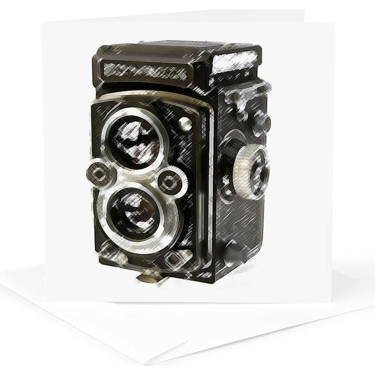 Tarjetas de Felicitación 3dRose - Cámara Vintage TLR - Paquete de 6