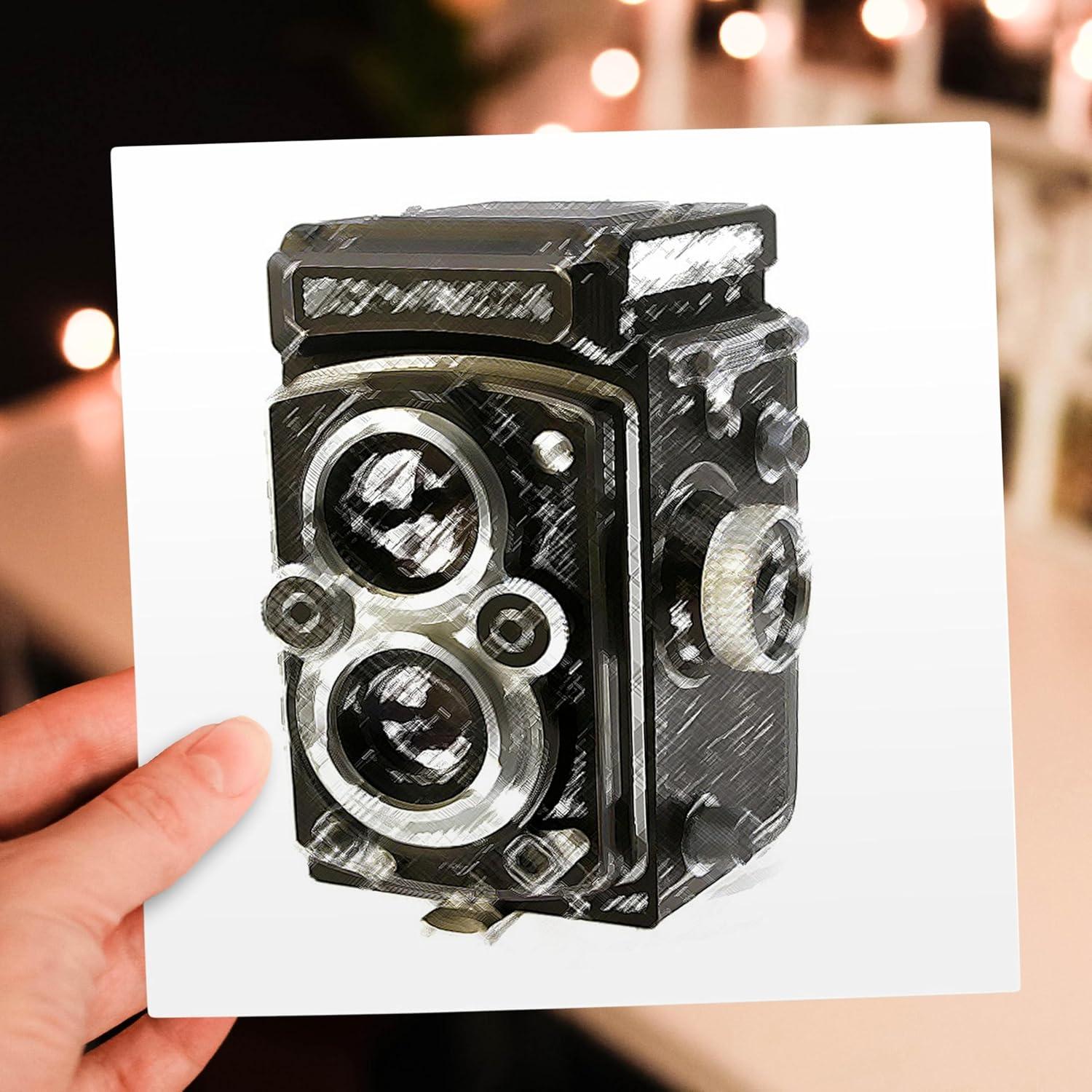 Tarjetas de Felicitación 3dRose - Cámara Vintage TLR - Paquete de 6