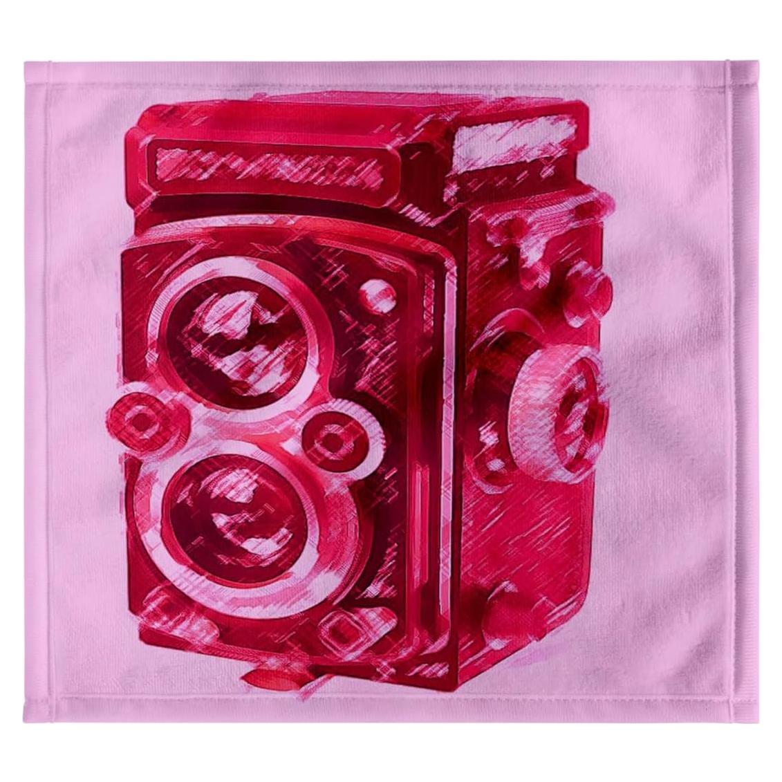 Toalla decorativa 3dRose 30x28 cm cámara vintage rosa