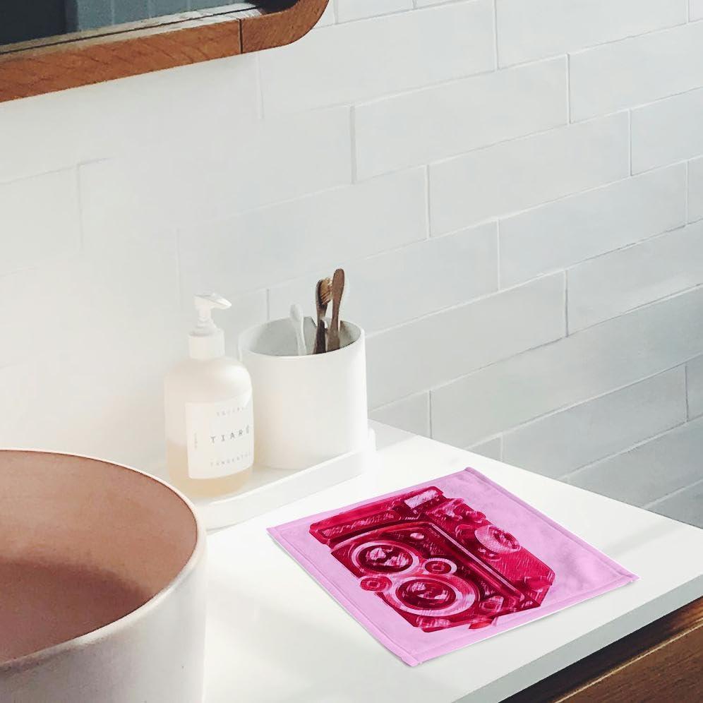 Toalla decorativa 3dRose 30x28 cm cámara vintage rosa