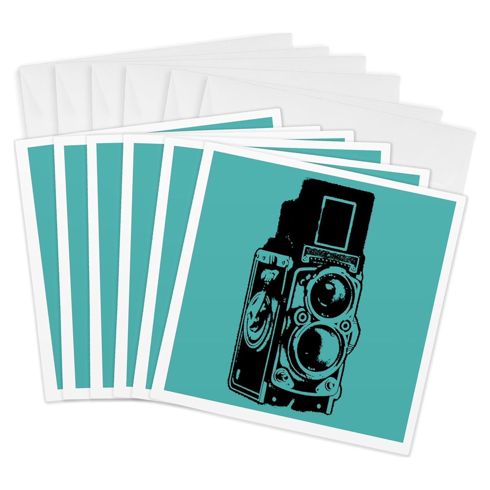 Tarjetas de Felicitación 3dRose - Cámara Vintage TLR - Paquete 6