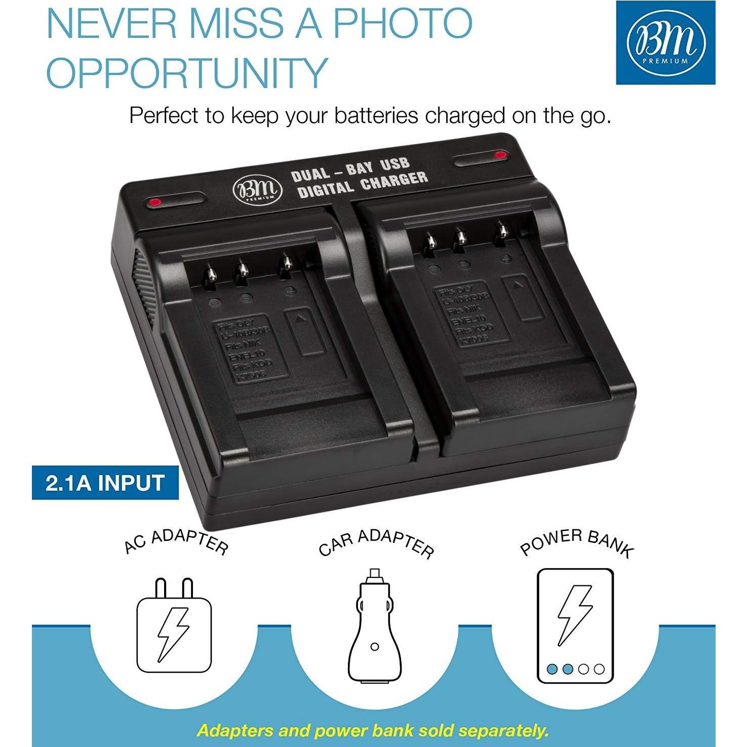 BM Premium Paquete 2 Baterías LB-012 y Cargador para Kodak