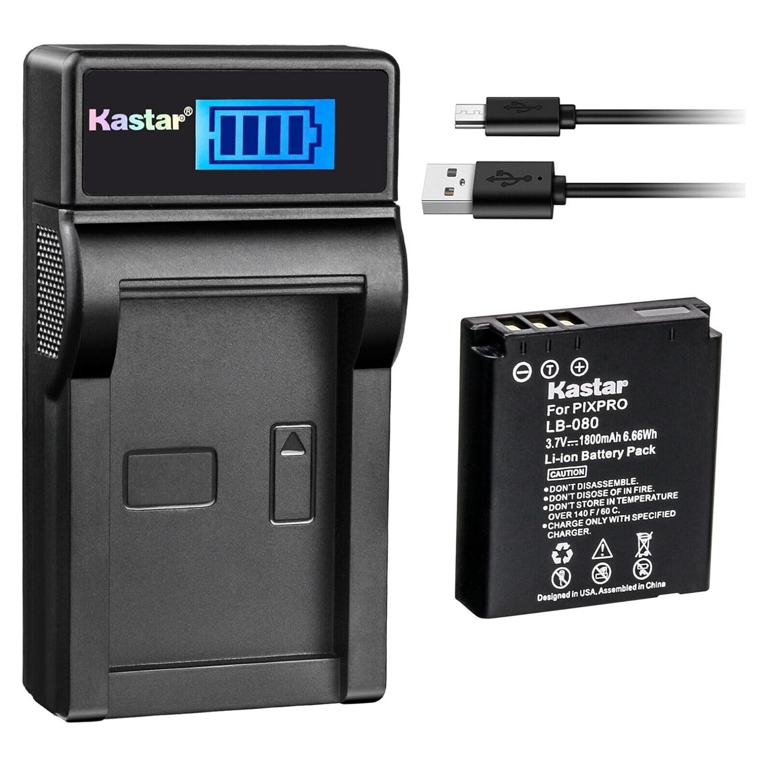Batería y Cargador USB LCD Kastar para Kodak LB-080
