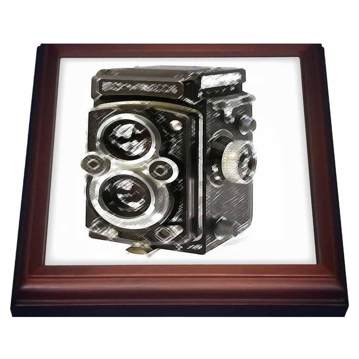 Trivet Cuadrado 3dRose Cámara Vintage TLR Cerámica 20.32 cm