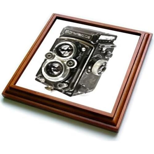 Trivet Cuadrado 3dRose Cámara Vintage TLR Cerámica 20.32 cm