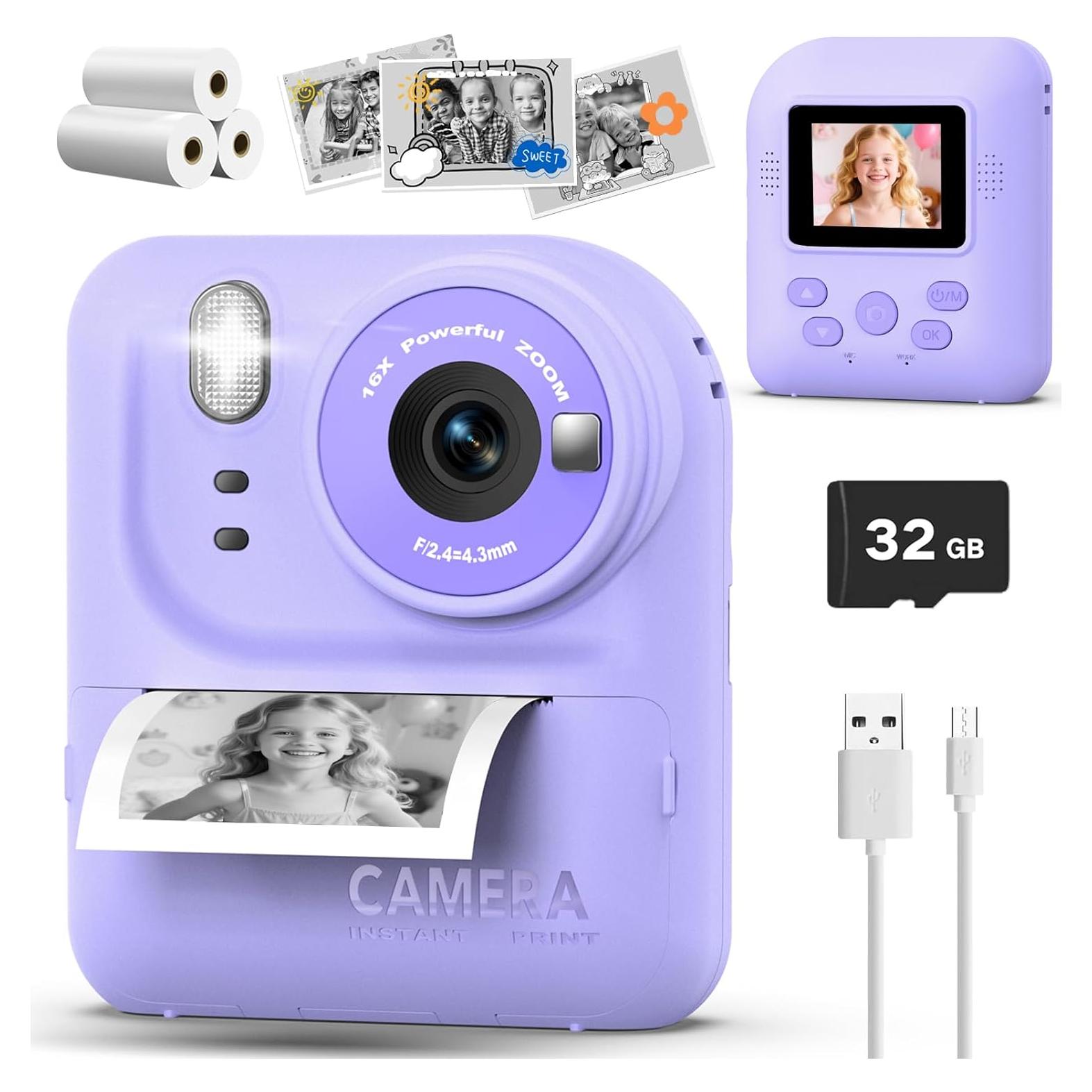 Cámara Instantánea para Niños Teslahero Púrpura 48MP HD