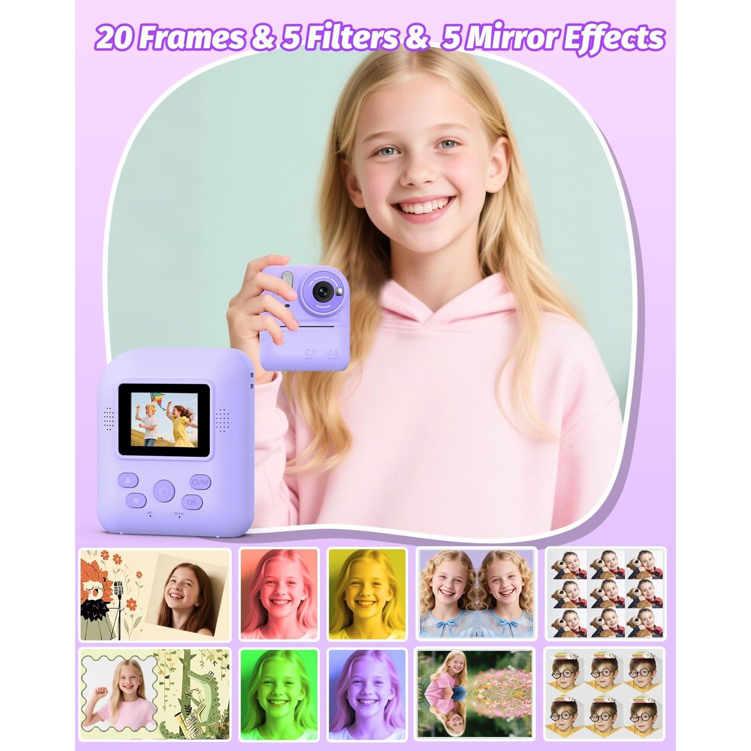 Cámara Instantánea para Niños Teslahero Púrpura 48MP HD