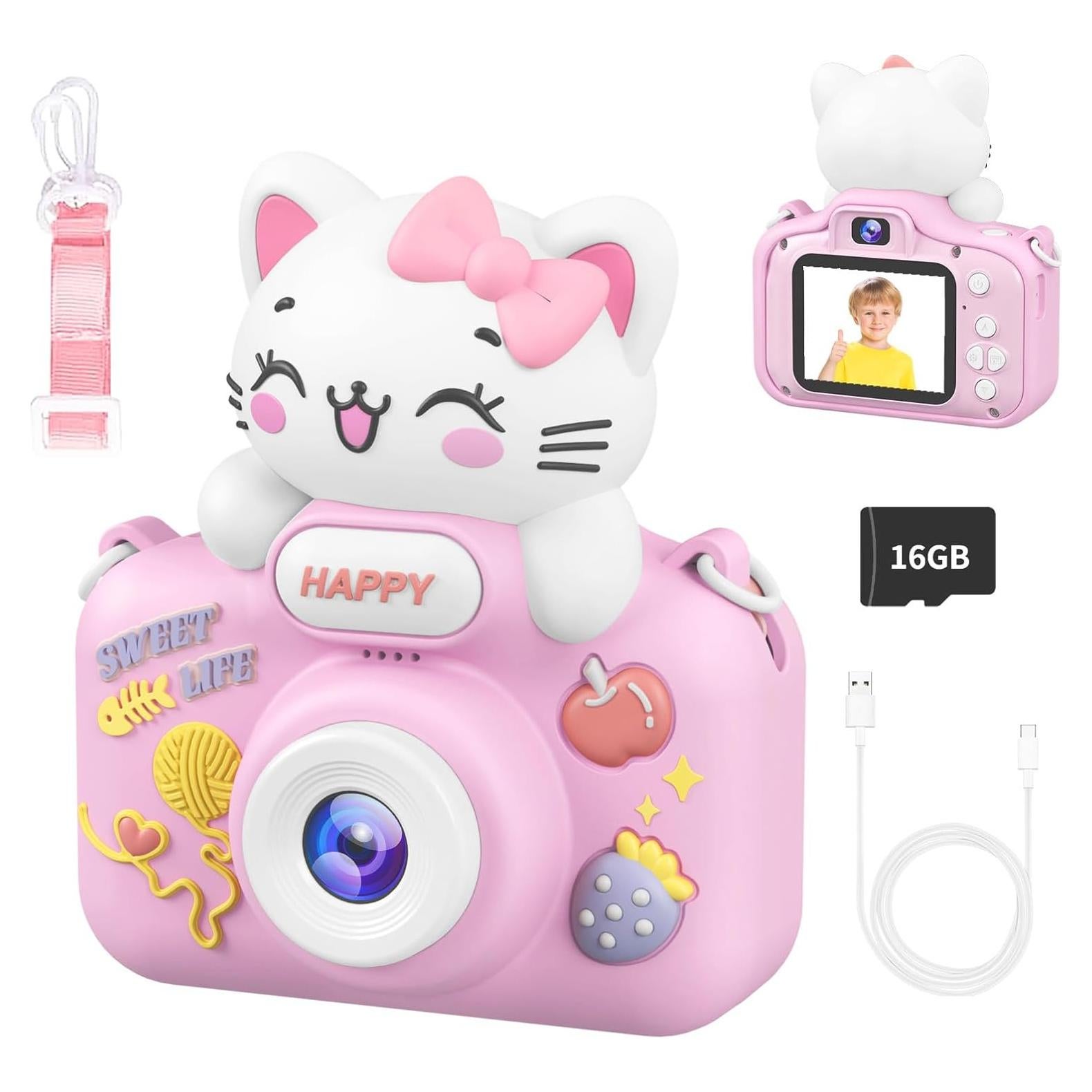 Cámara Digital para Niñas Kipvgin x1 1080P Rosa con 16GB