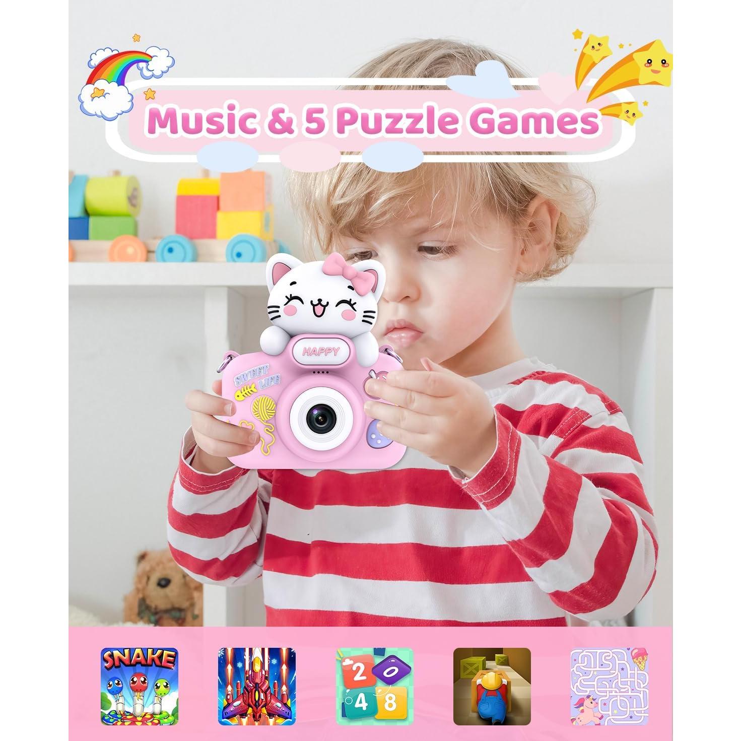 Cámara Digital para Niñas Kipvgin x1 1080P Rosa con 16GB