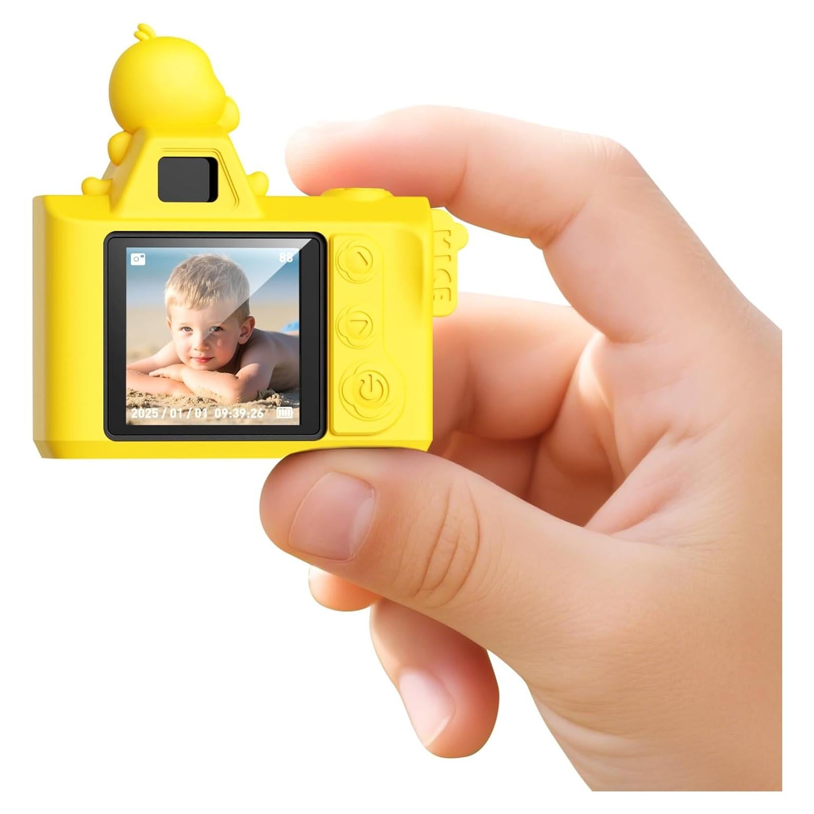 Mini Keychain Camera,Maxmango 1080P HD Video-1.3'' & 64G Screen Tiny Retro Vintage Digital Camera with Cartoon Protective Case,Christmas Birthday Toy Gifts for 3 4 5 6 7 8 9 10 Year Old Girl Boy Kids