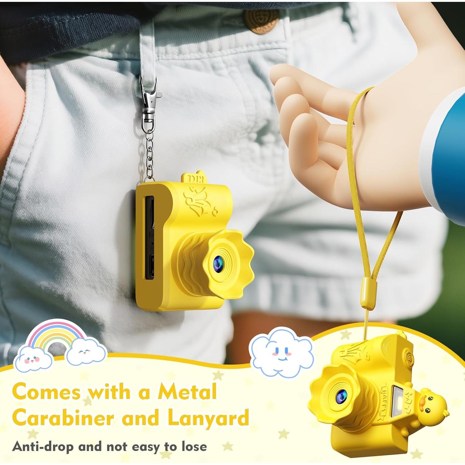 Mini Keychain Camera,Maxmango 1080P HD Video-1.3'' & 64G Screen Tiny Retro Vintage Digital Camera with Cartoon Protective Case,Christmas Birthday Toy Gifts for 3 4 5 6 7 8 9 10 Year Old Girl Boy Kids