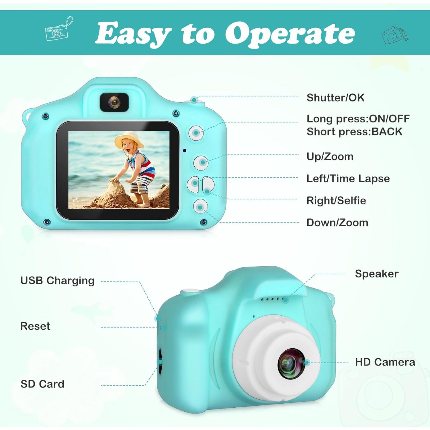 Cámara Digital para Niños Zeacool 03 HD 12MP Verde