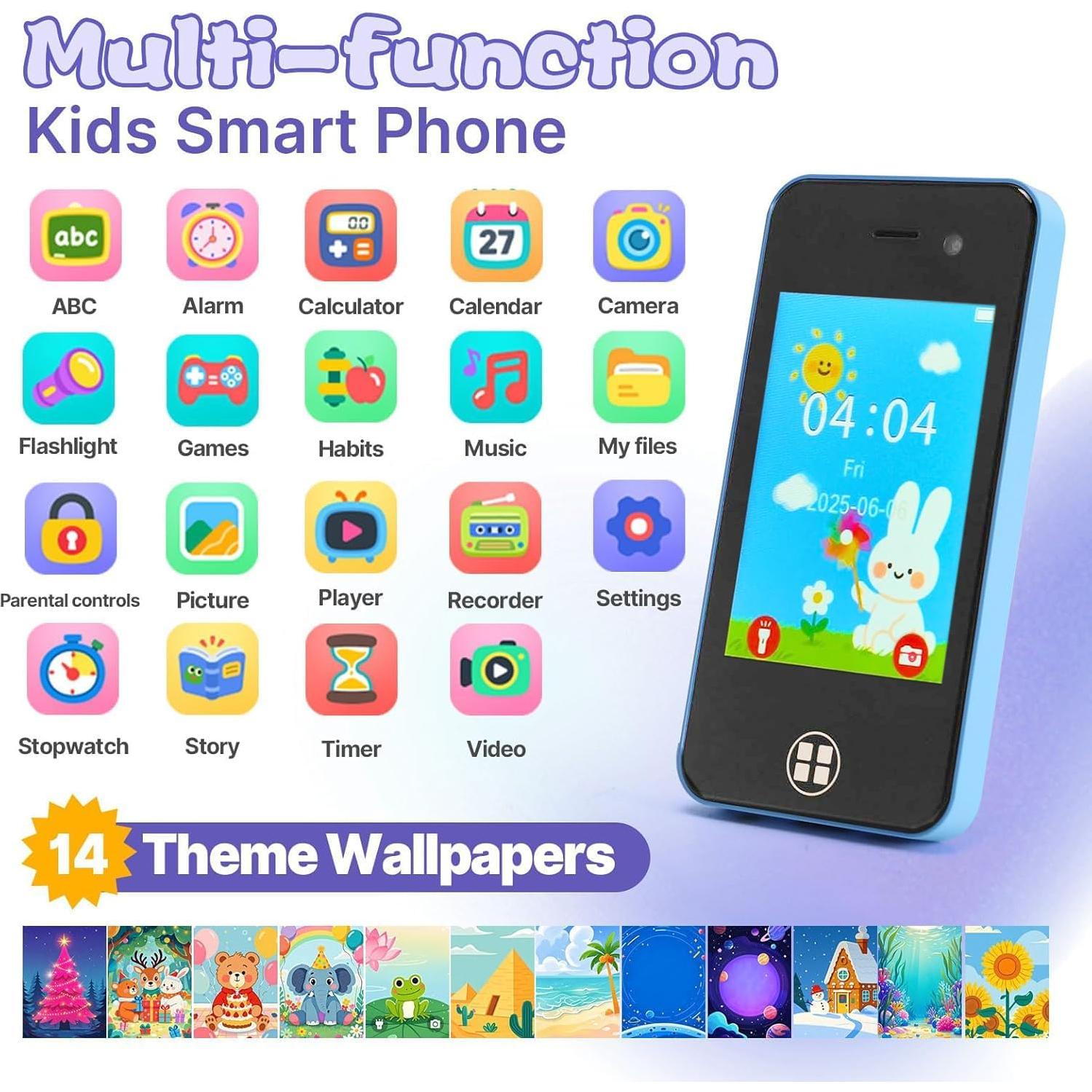 Teléfono Juguete Inteligente ANTUMKDS Azul 2.8" Doble Cámara