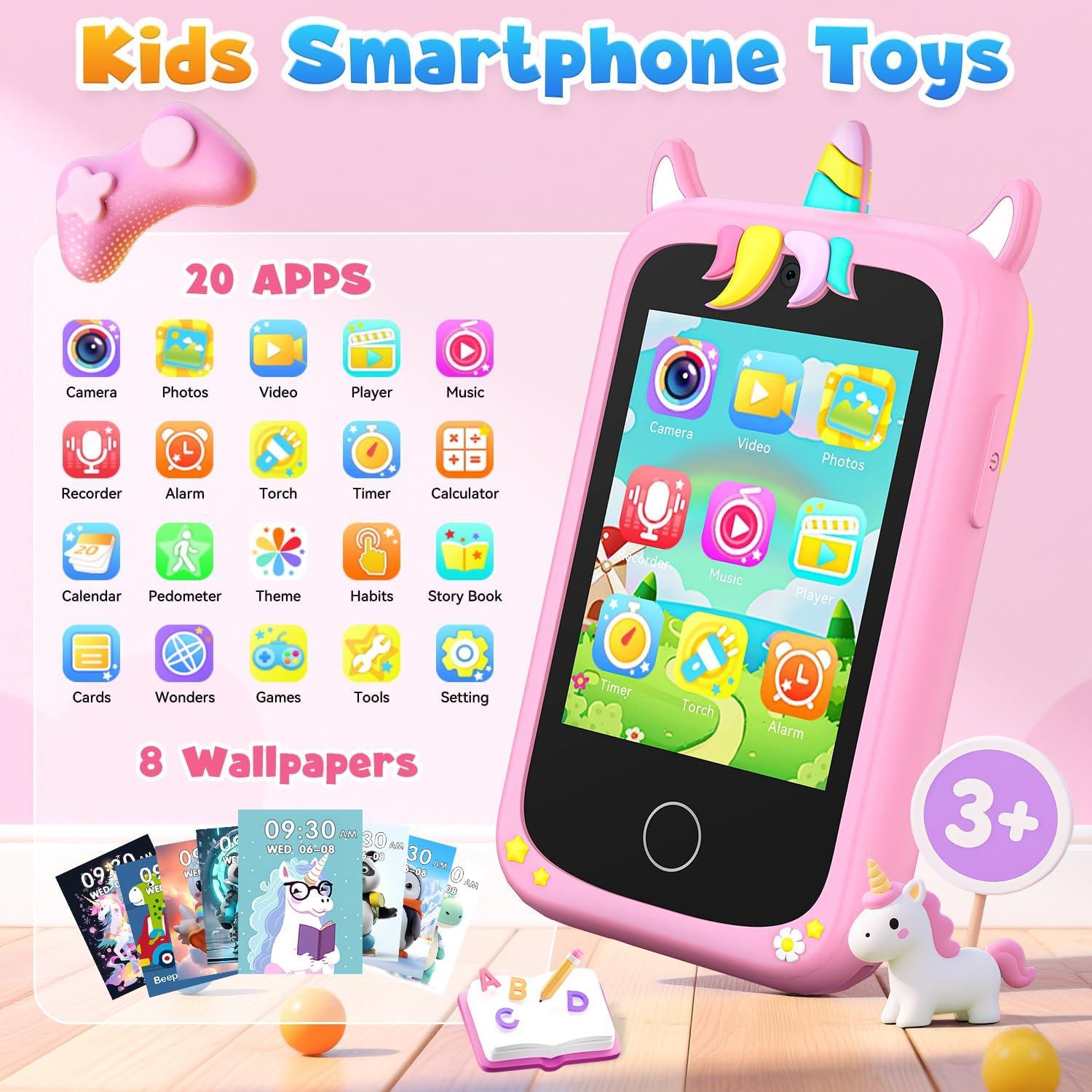 Teléfono de Juguete Educativo Rosa Z10X para Niñas 3-8 Años