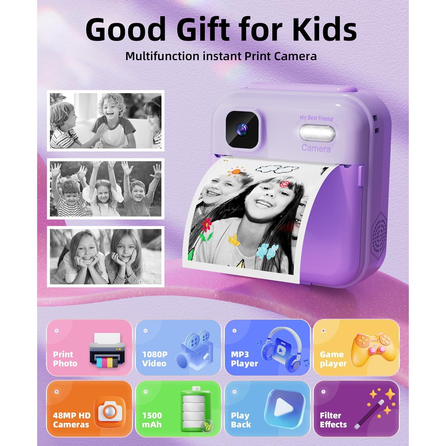 Cámara Instantánea Qnxoatr X90pro 48MP HD para Niños