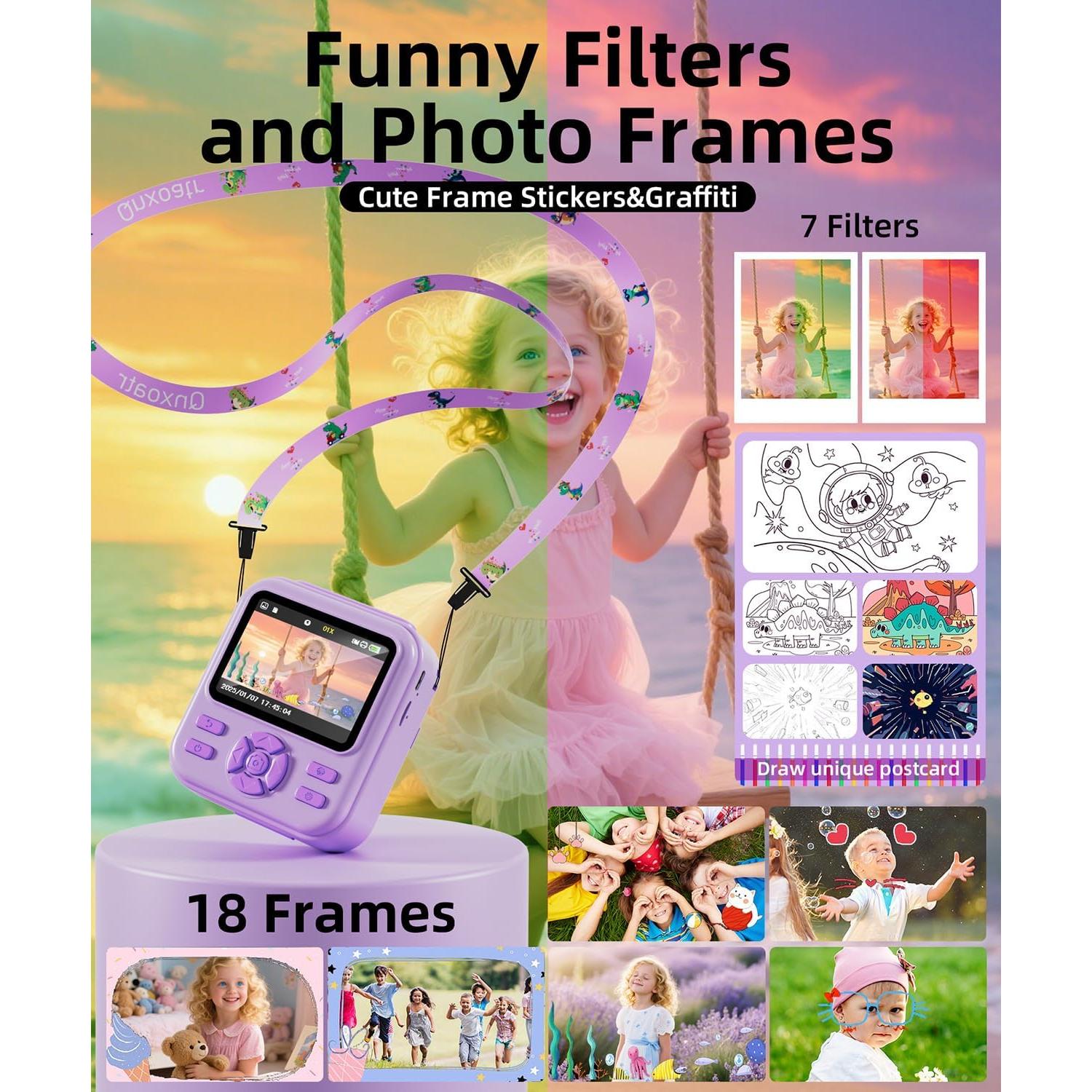 Cámara Instantánea Qnxoatr X90pro 48MP HD para Niños