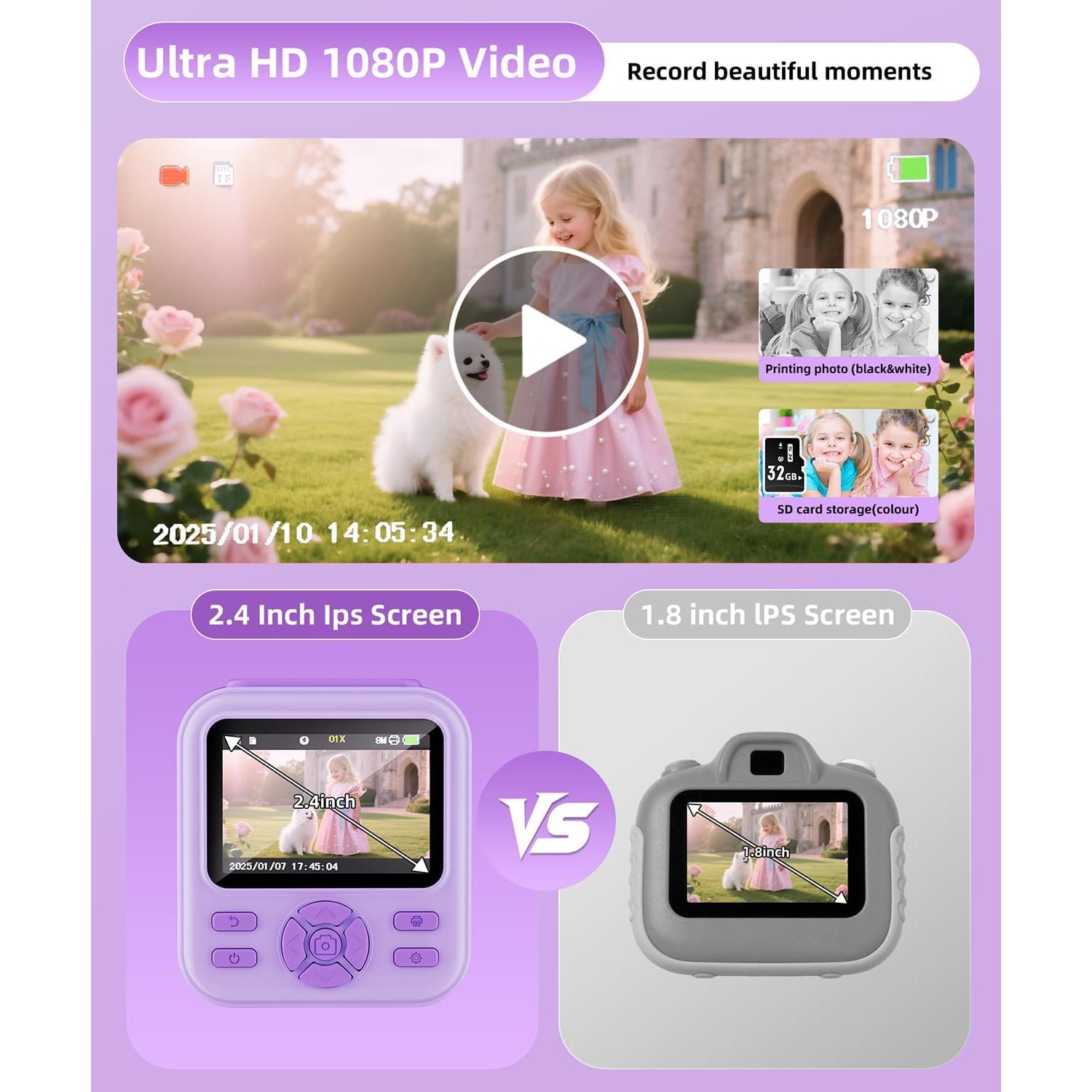 Cámara Instantánea Qnxoatr X90pro 48MP HD para Niños