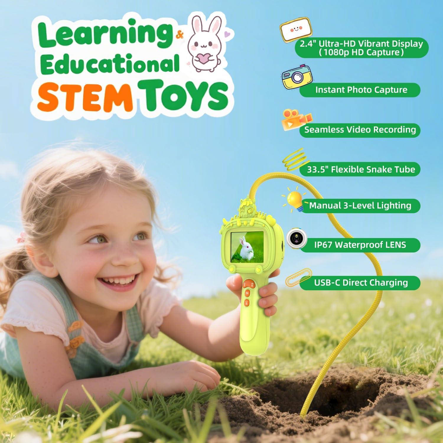 Cámara Borescope para Niños Duskeep con Luz y Pantalla HD 2.4"