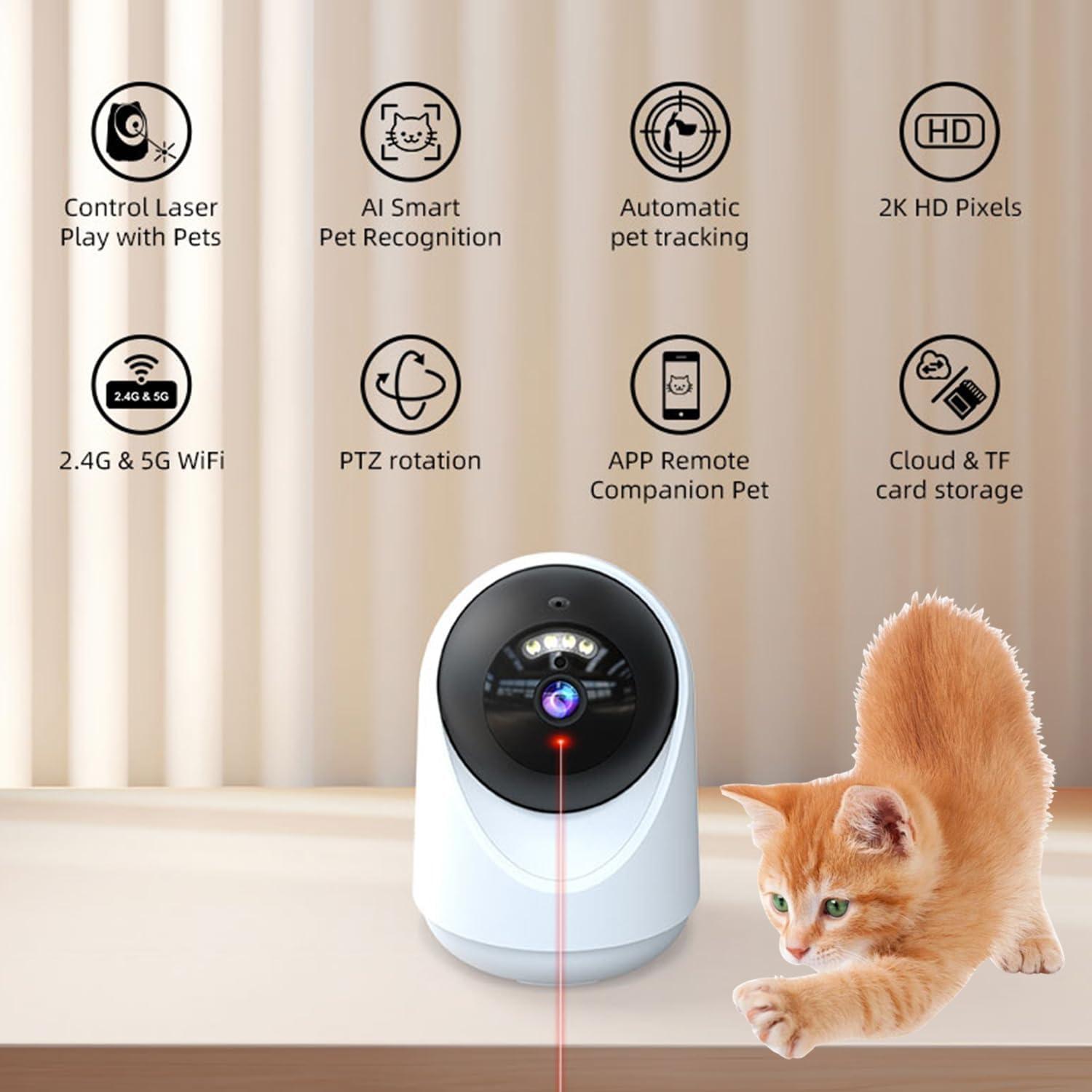 Cámara para Mascotas VILLA ART QC1 4MP HD con Juguete Láser