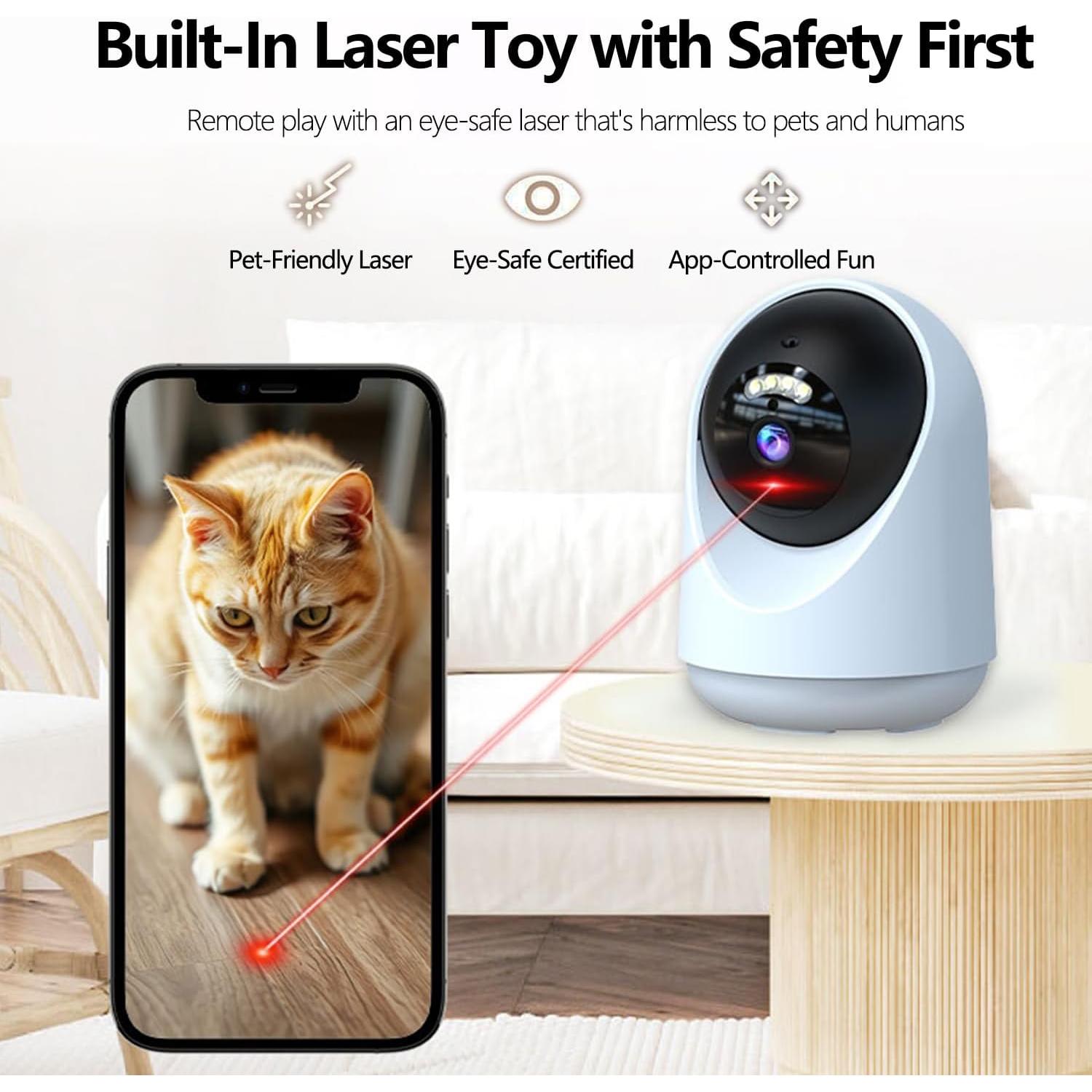 Cámara para Mascotas VILLA ART QC1 4MP HD con Juguete Láser