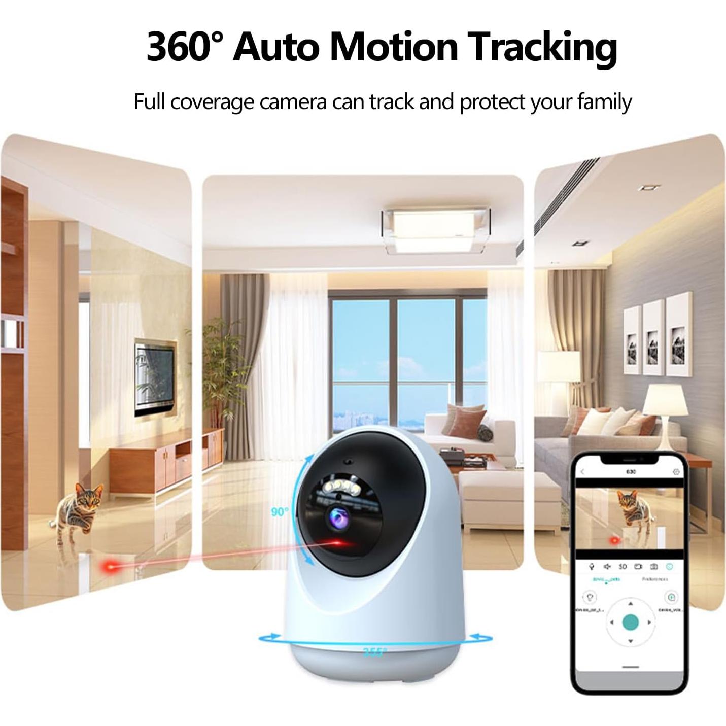 Cámara para Mascotas VILLA ART QC1 4MP HD con Juguete Láser