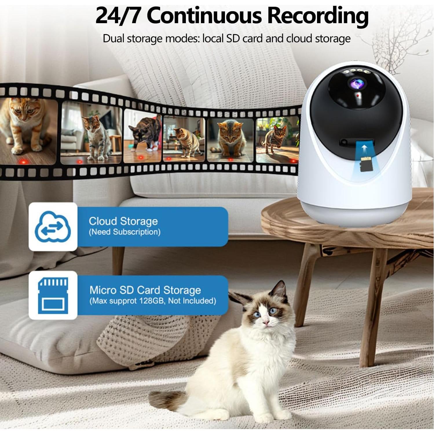 Cámara para Mascotas VILLA ART QC1 4MP HD con Juguete Láser