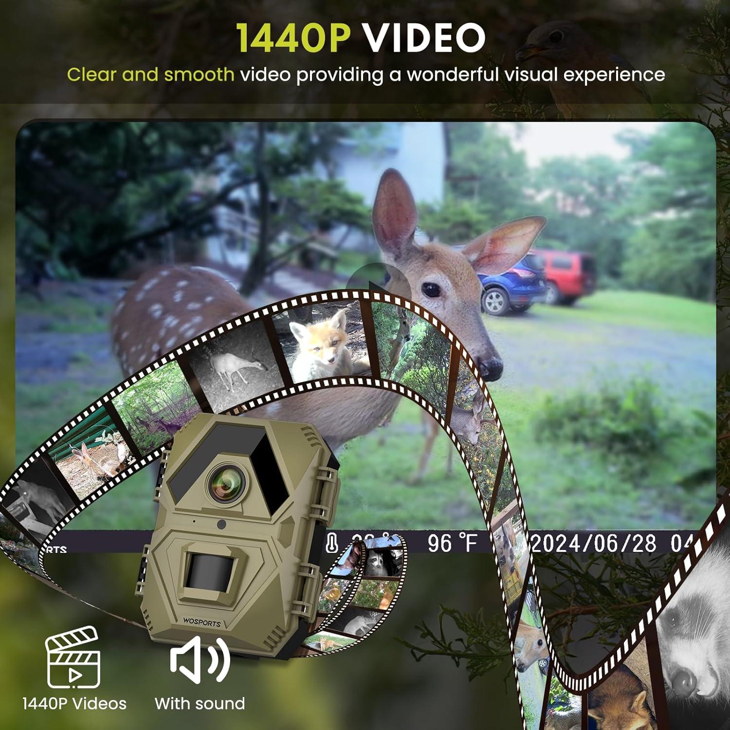 Cámara de sendero WOSPORTS H37 36MP 1440P visión nocturna