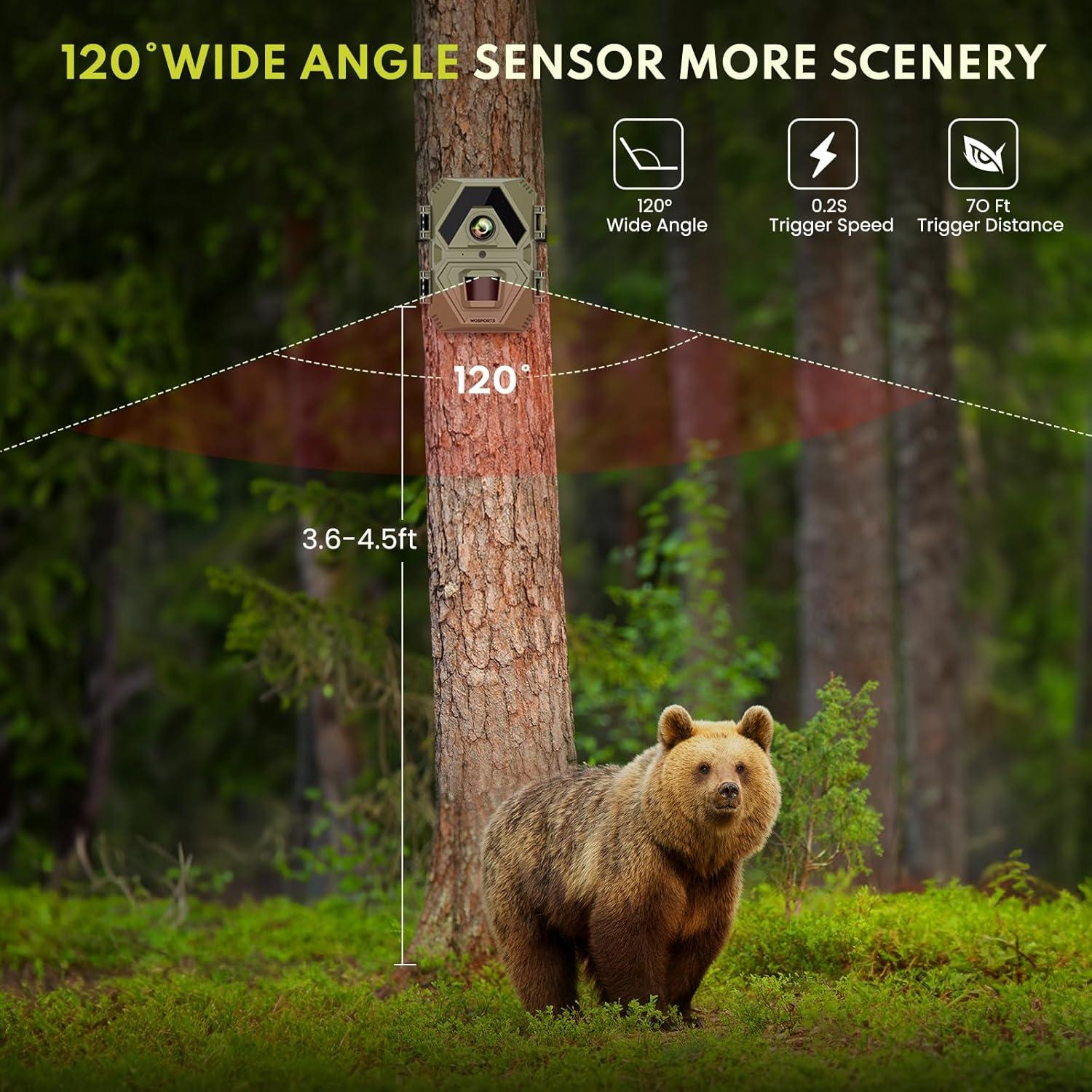 Cámara de sendero WOSPORTS H37 36MP 1440P visión nocturna