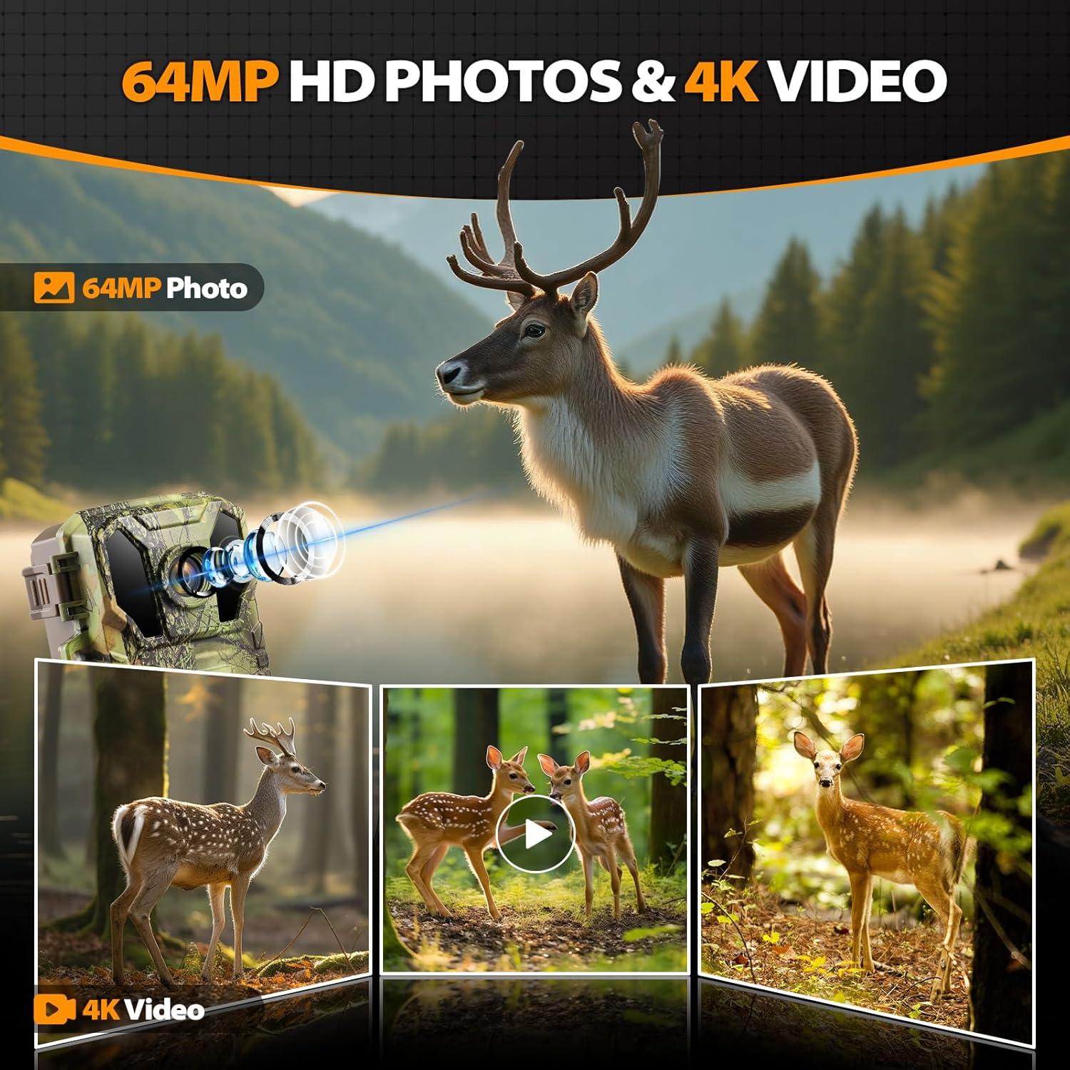 Cámara de Sendero Solar WiFi Briggren 4K 64MP Impermeable