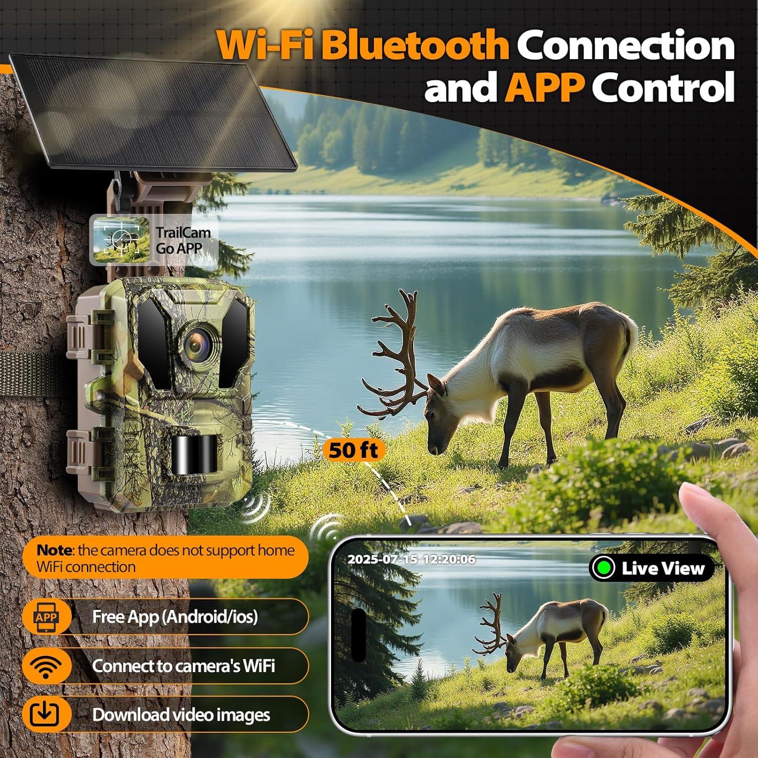 Cámara de Sendero Solar WiFi Briggren 4K 64MP Impermeable