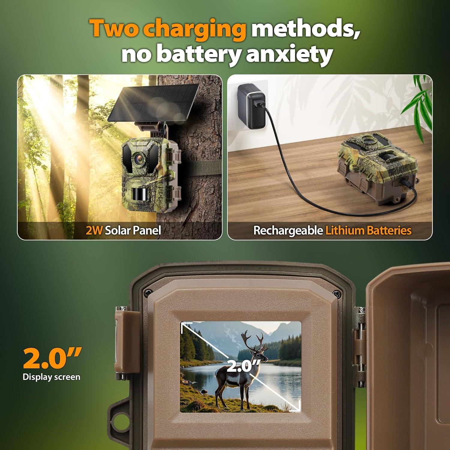 Cámara de Sendero Solar WiFi Briggren 4K 64MP Impermeable