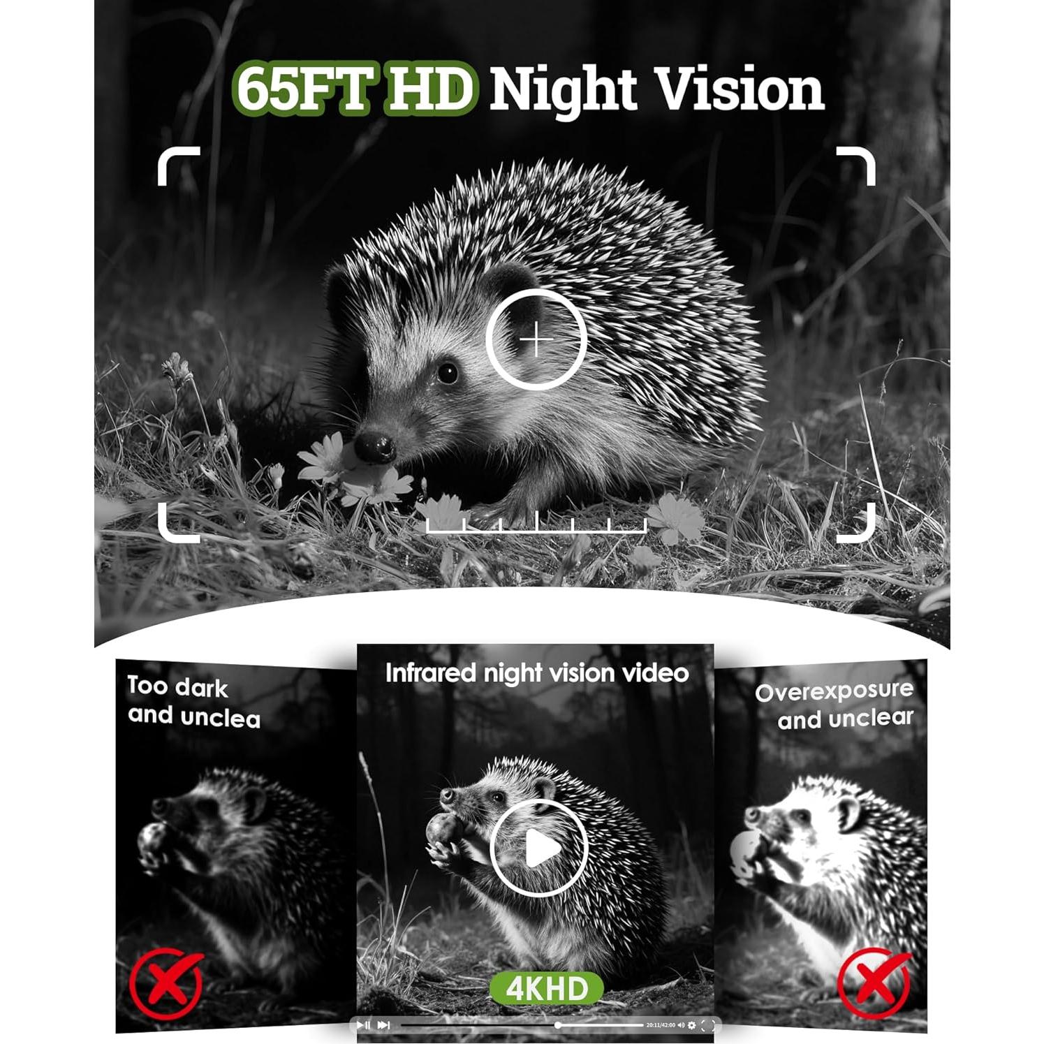 Cámara de sendero solar MAXDONE 4K 64MP WiFi IP66