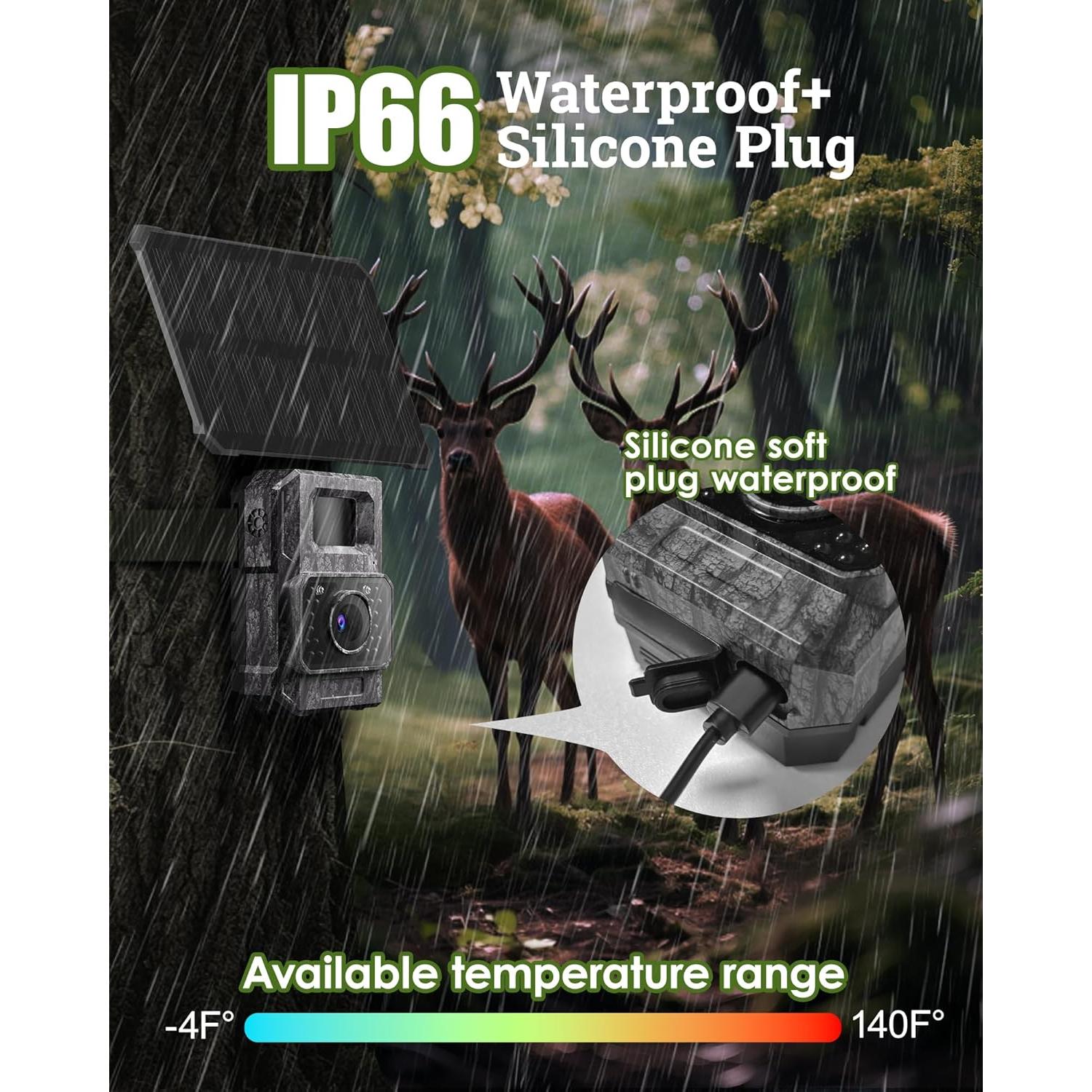 Cámara de sendero solar MAXDONE 4K 64MP WiFi IP66