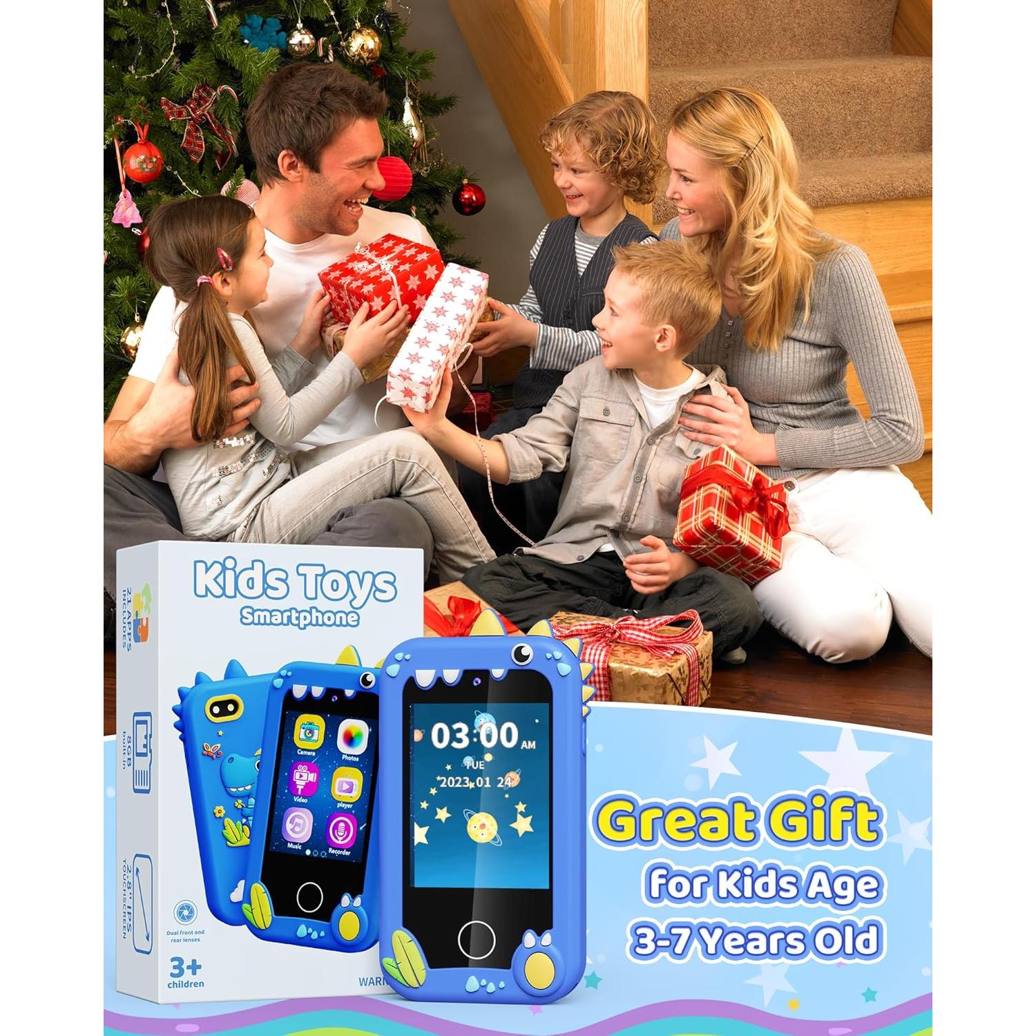 Teléfono de Juguete Kikapabi PH05 Azul con Cámara Doble HD