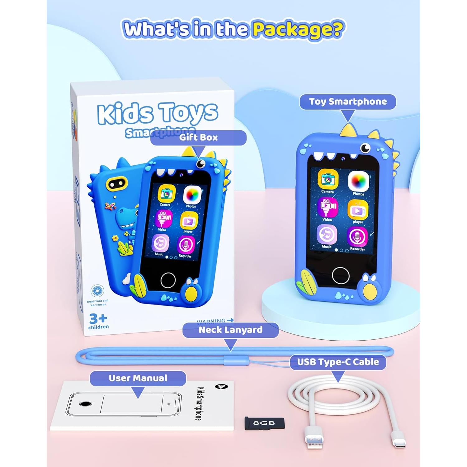 Teléfono de Juguete Kikapabi PH05 Azul con Cámara Doble HD