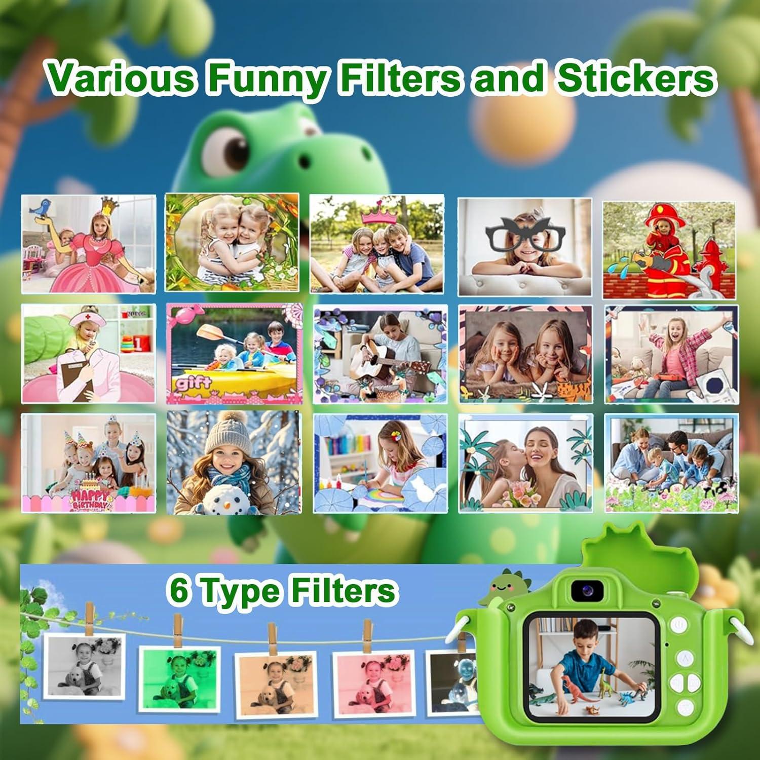 Cámara Digital para Niños Kiisda X10S 48MP HD 1080P Verde