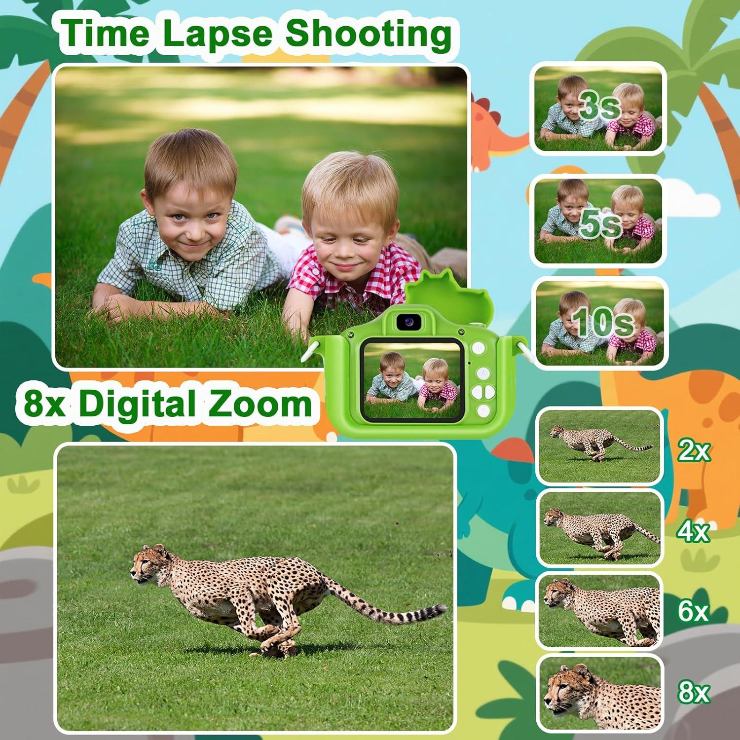 Cámara Digital para Niños Kiisda X10S 48MP HD 1080P Verde