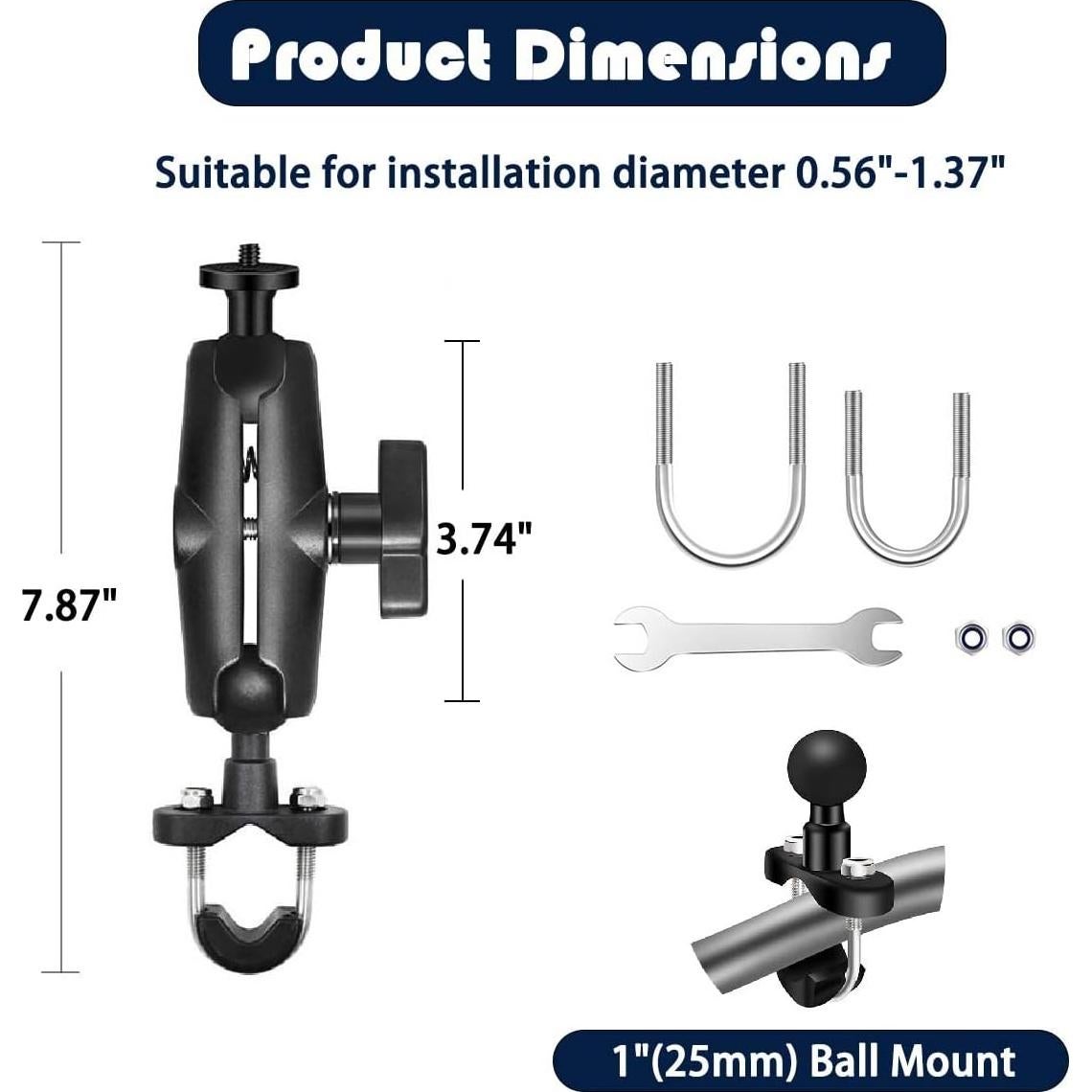 Soporte de cámara para motocicleta usmallbee 360° negro