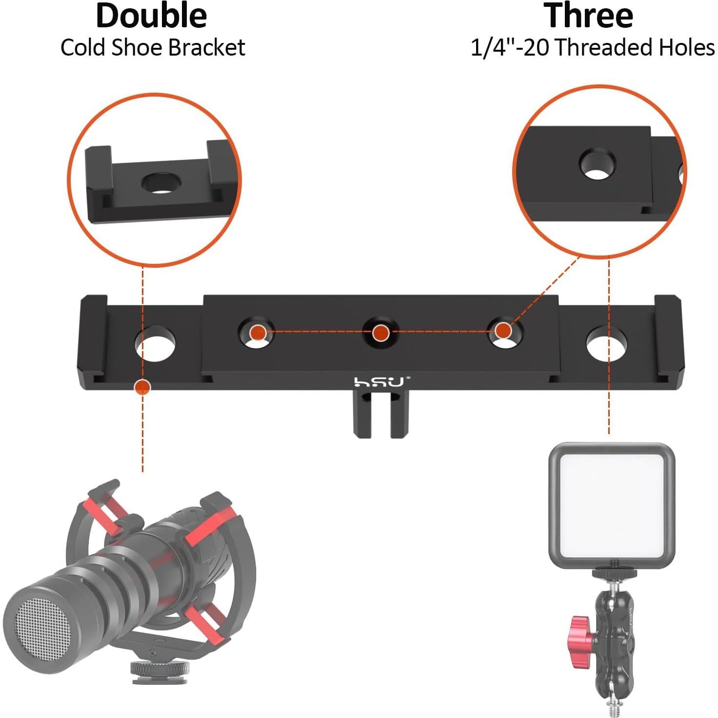 Adaptador Doble de Aluminio HSU para GoPro y Cámaras de Acción
