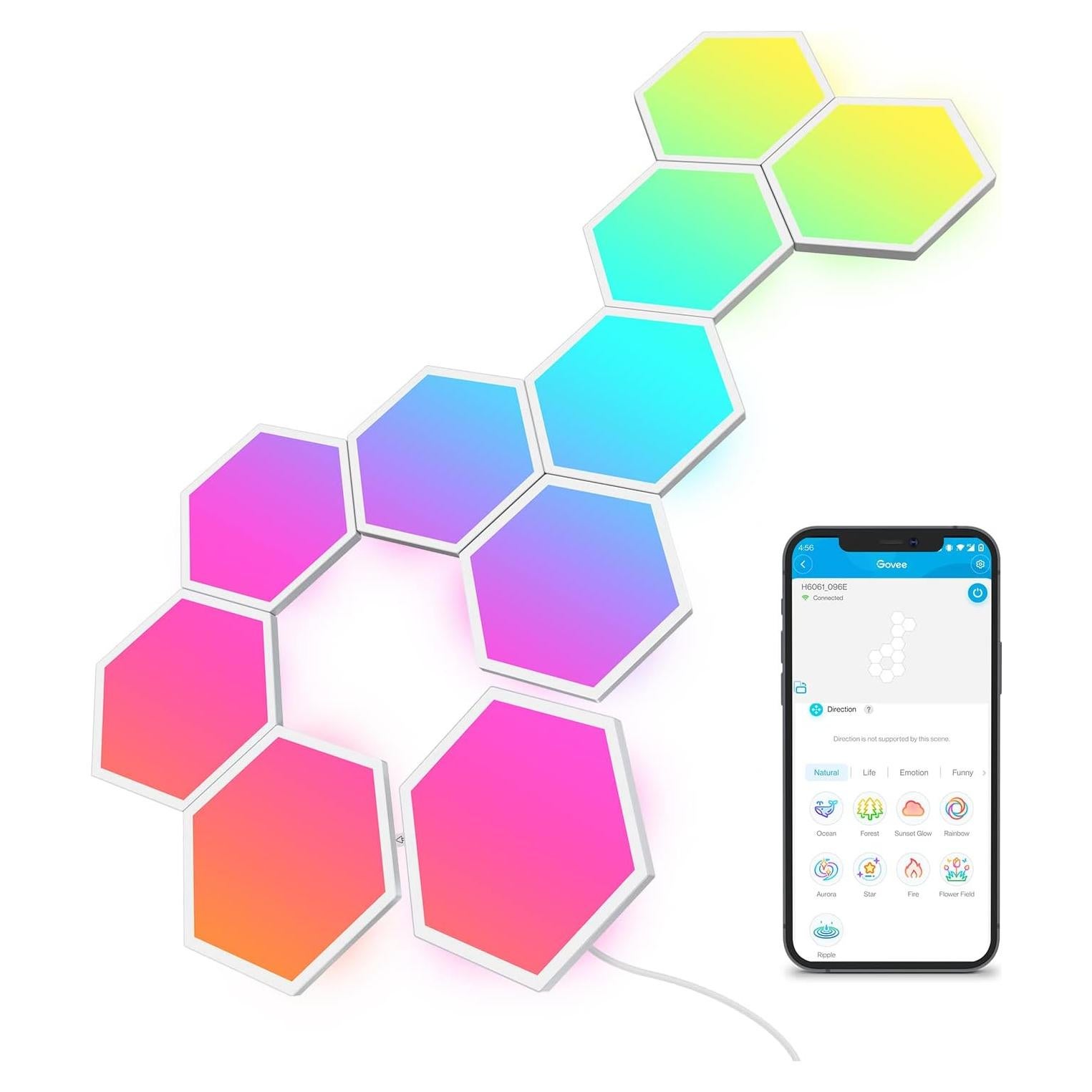 Paneles de Luz Hexagonales Govee Glide RGBIC - 10 Piezas