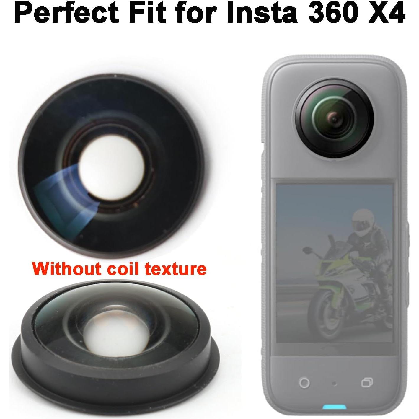 Camera Lens Replacement Compatible with Insta360 X4 360 Degree Action Camera Lens Repair Parts Accessories (for X4, Witout Coil Texture)