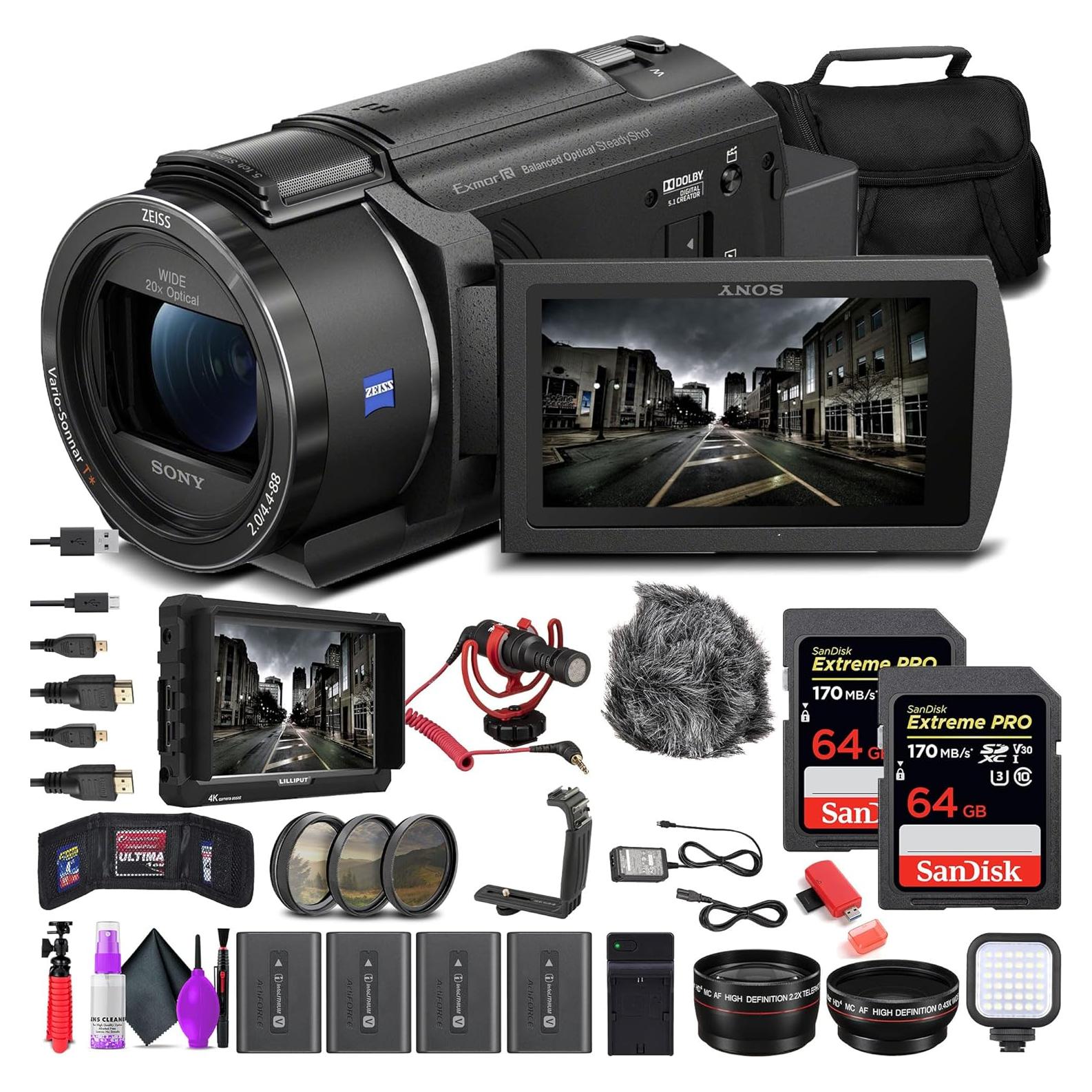 Sony FDR-AX43 Camcorder 4K UHD + Monitor 7" + Accesorios