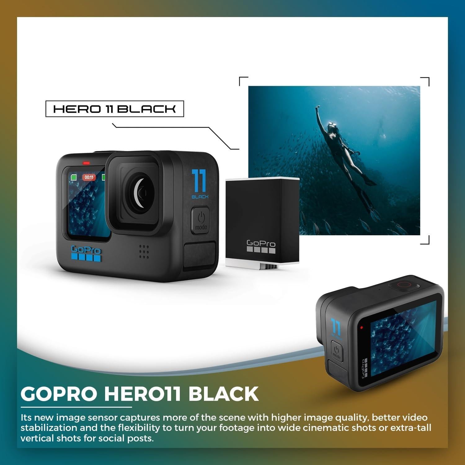 GoPro HERO11 Black - Cámara de Acción 5.3K, 27MP, Impermeable