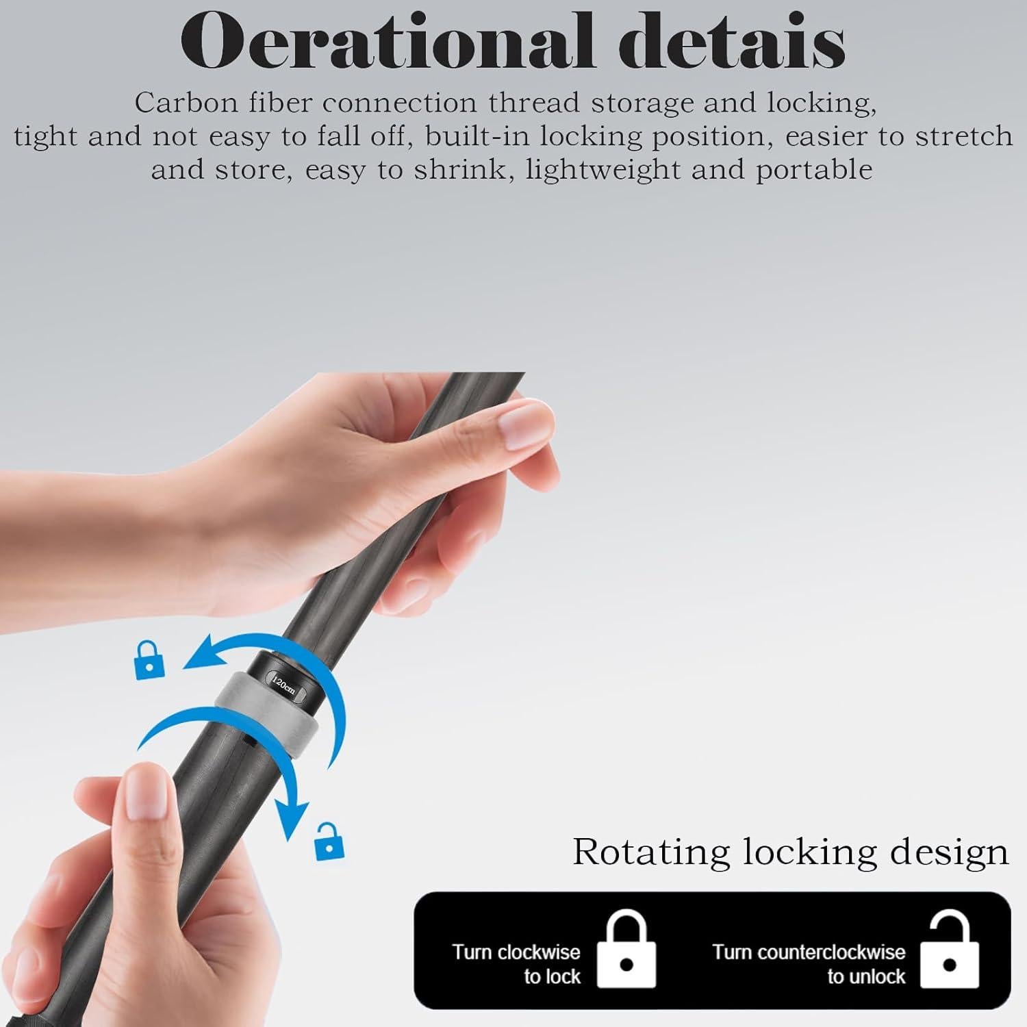 Palo de Selfie Fibra de Carbono Funnyfox 120cm para GoPro e Insta360